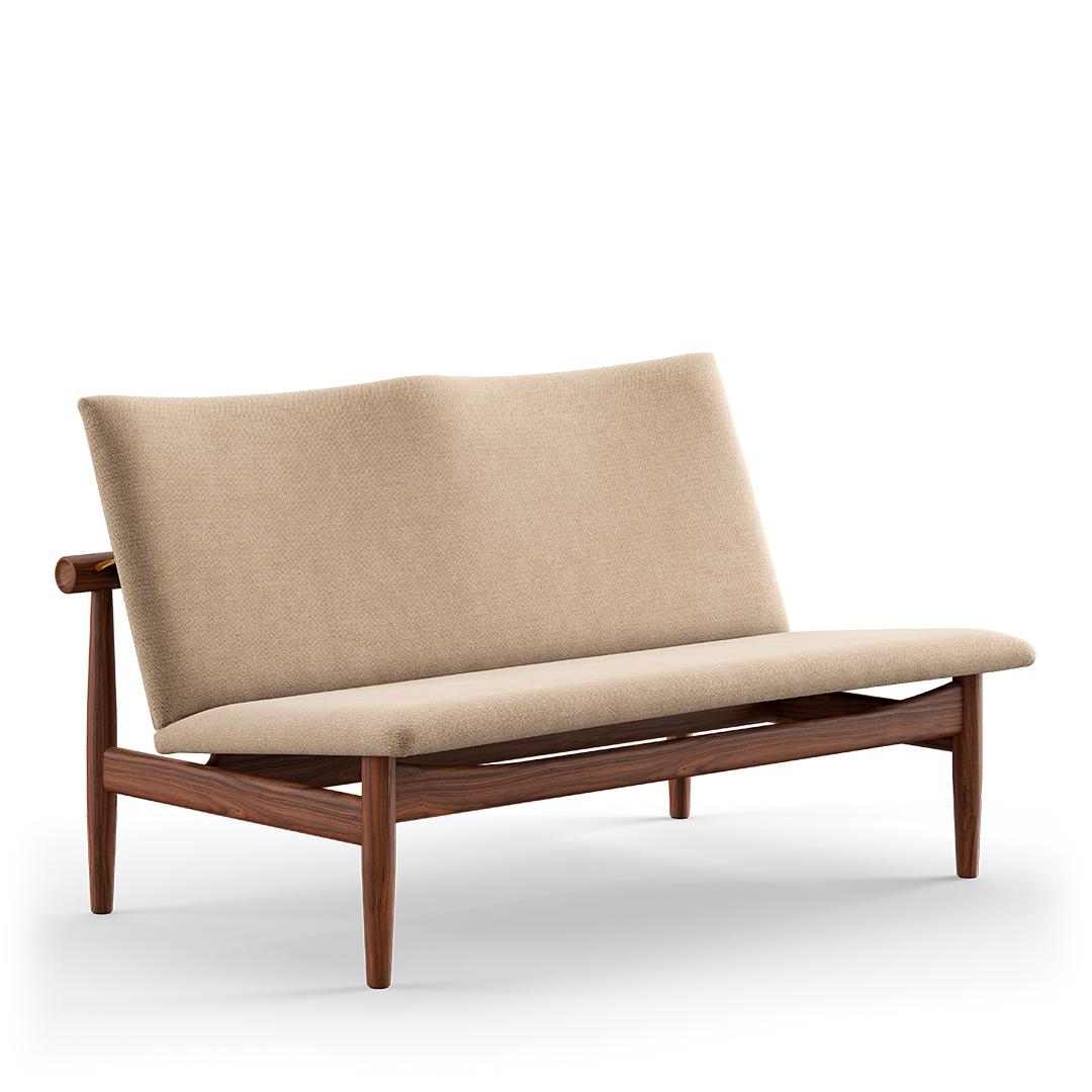Finn Juhl Japan Series Two-Seaters Sofa, Wood and Fabric In New Condition In Barcelona, Barcelona