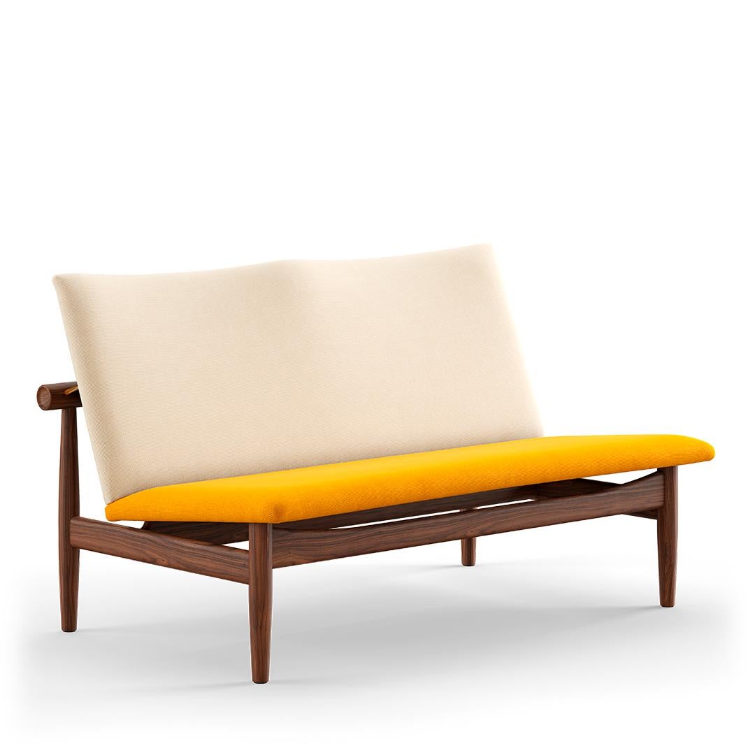 Contemporary Finn Juhl Japan Series Two-Seaters Sofa, Wood and Fabric