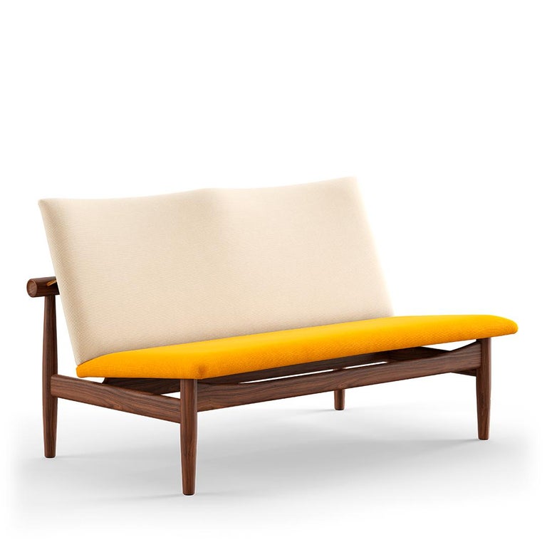 Contemporary Finn Juhl Japan Series Two-Seaters Sofa, Wood and Fabric For Sale