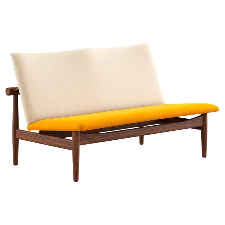 Finn Juhl Japan Series Two-Seaters Sofa, Wood and Fabric For Sale