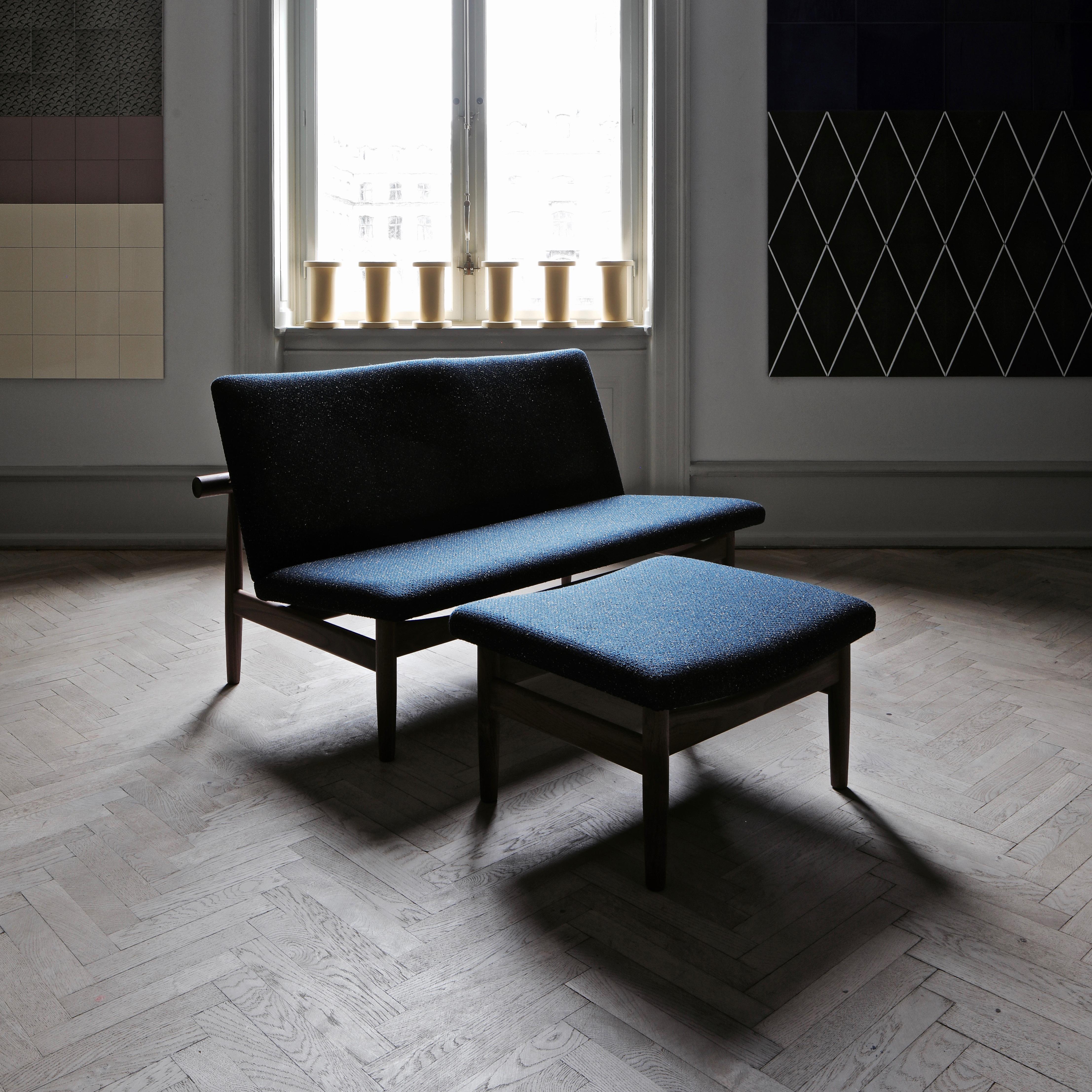 Mid-Century Modern Finn Juhl Japan Series Two-Seaters Sofa, Wood and Raf Simons Fabric