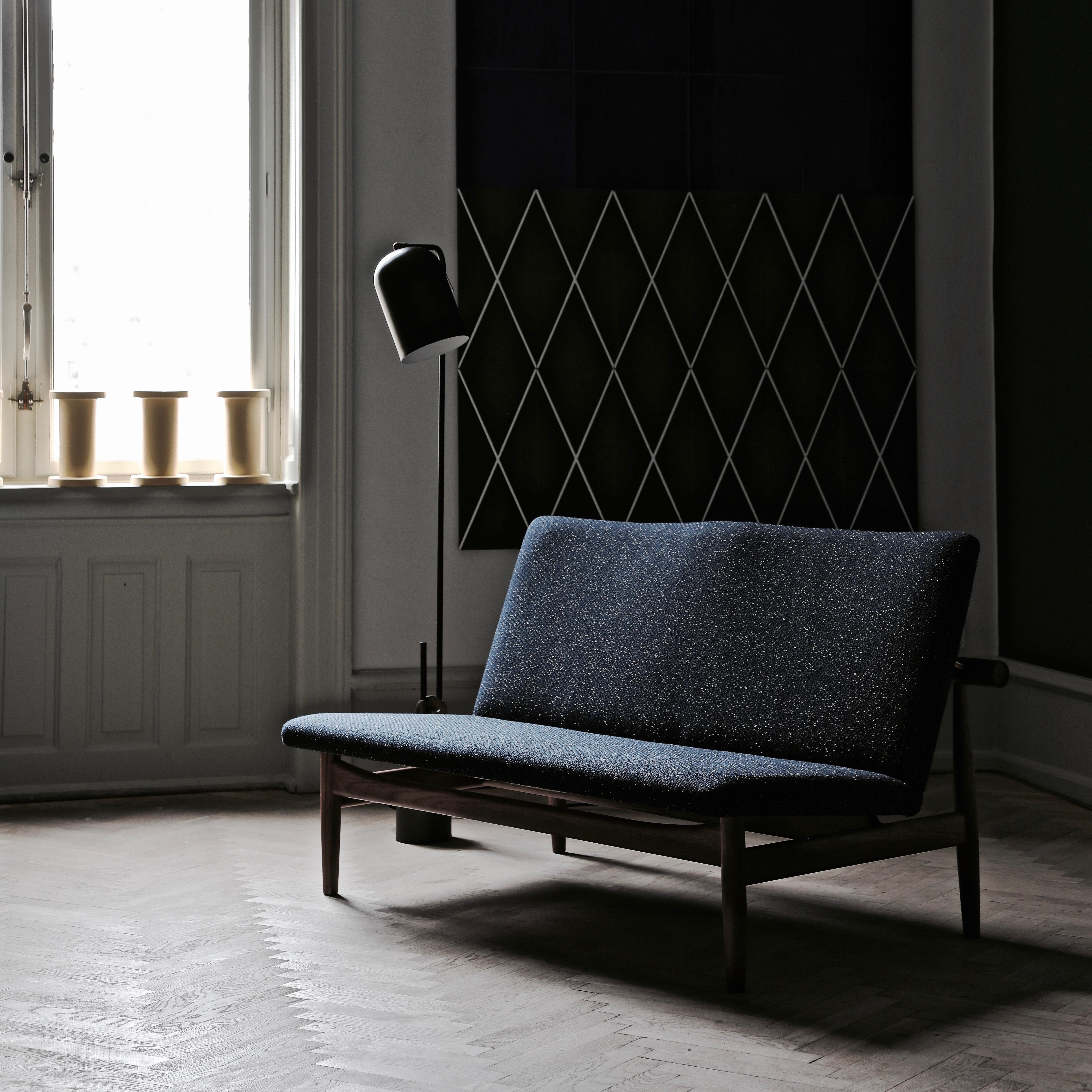 Danish Finn Juhl Japan Series Two-Seaters Sofa, Wood and Raf Simons Fabric