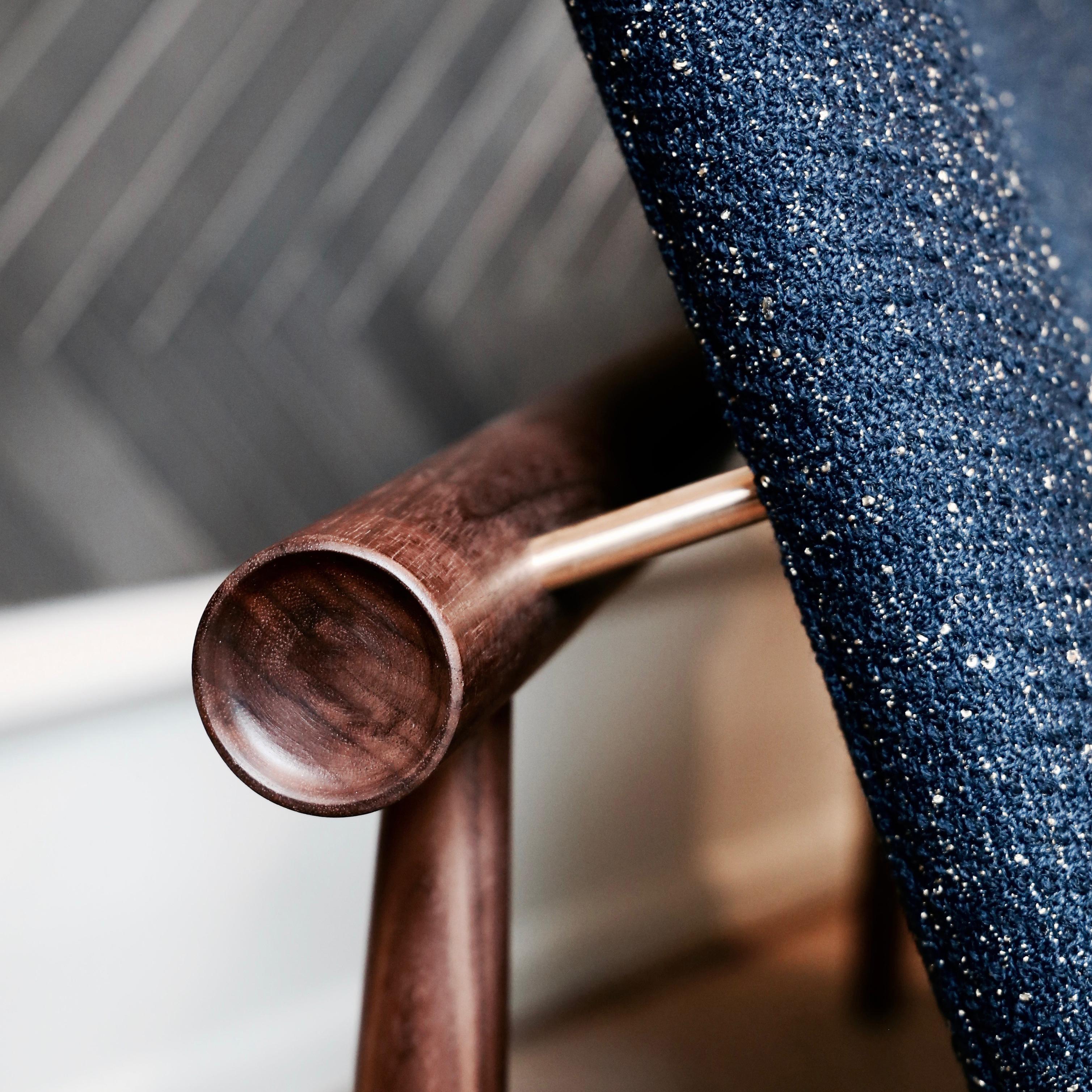 Contemporary Finn Juhl Japan Series Two-Seaters Sofa, Wood and Raf Simons Fabric