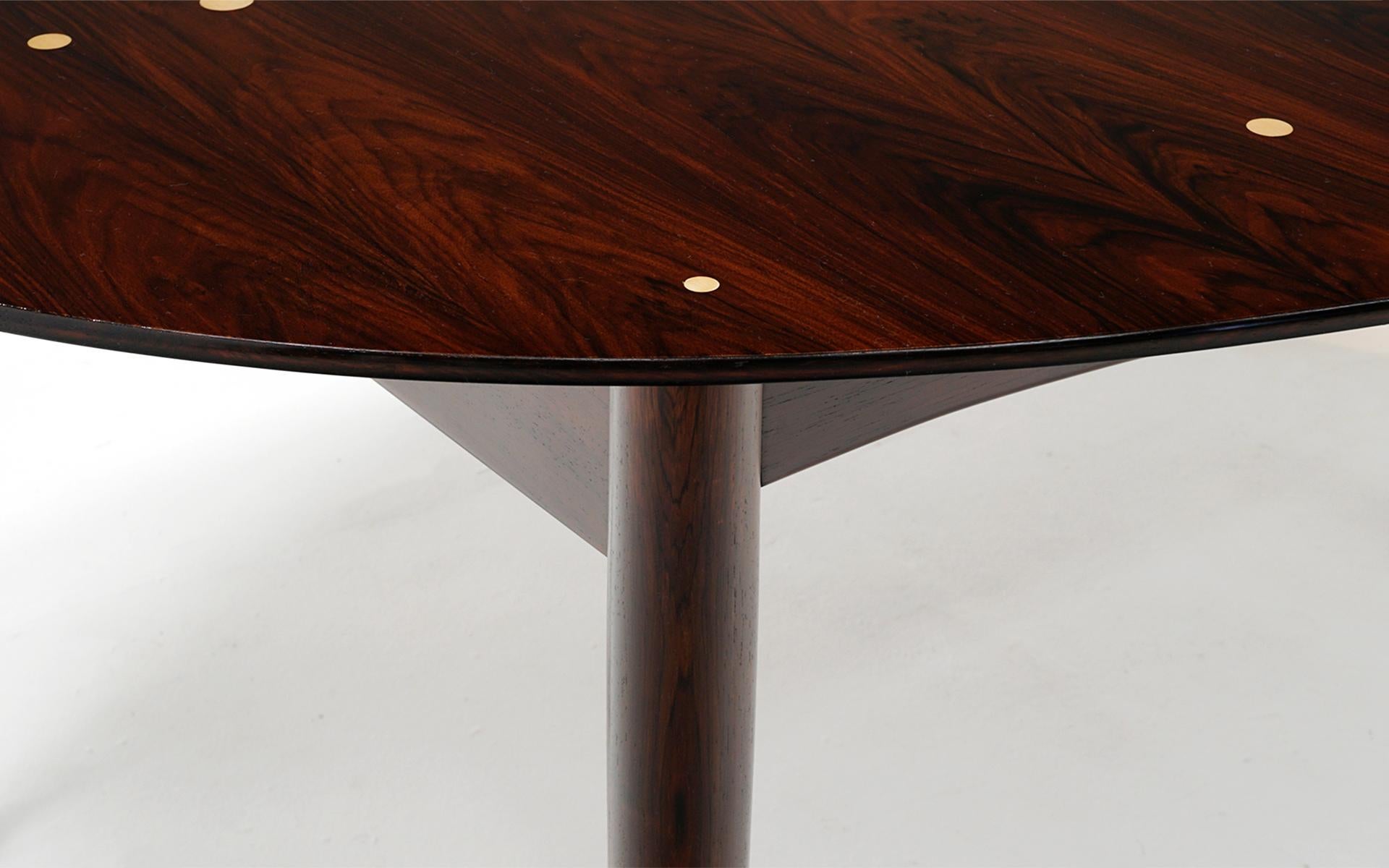 Finn Juhl Judas Dining Table for Niels Vodder, Brazilian Rosewood, Silver Inlay For Sale 4