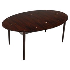 Finn Juhl Judas Dining Table for Niels Vodder, Brazilian Rosewood, Silver Inlay