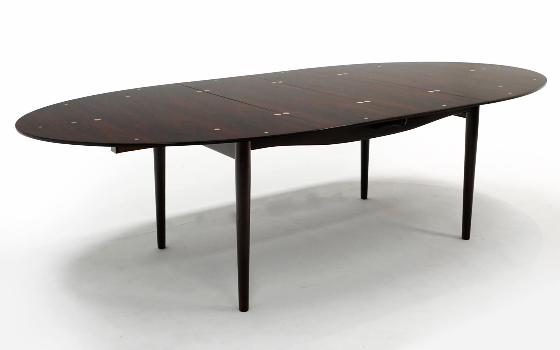 Finn Juhl Judas Dining Table for Niels Vodder, Brazilian Rosewood, Silver Inlay For Sale 1