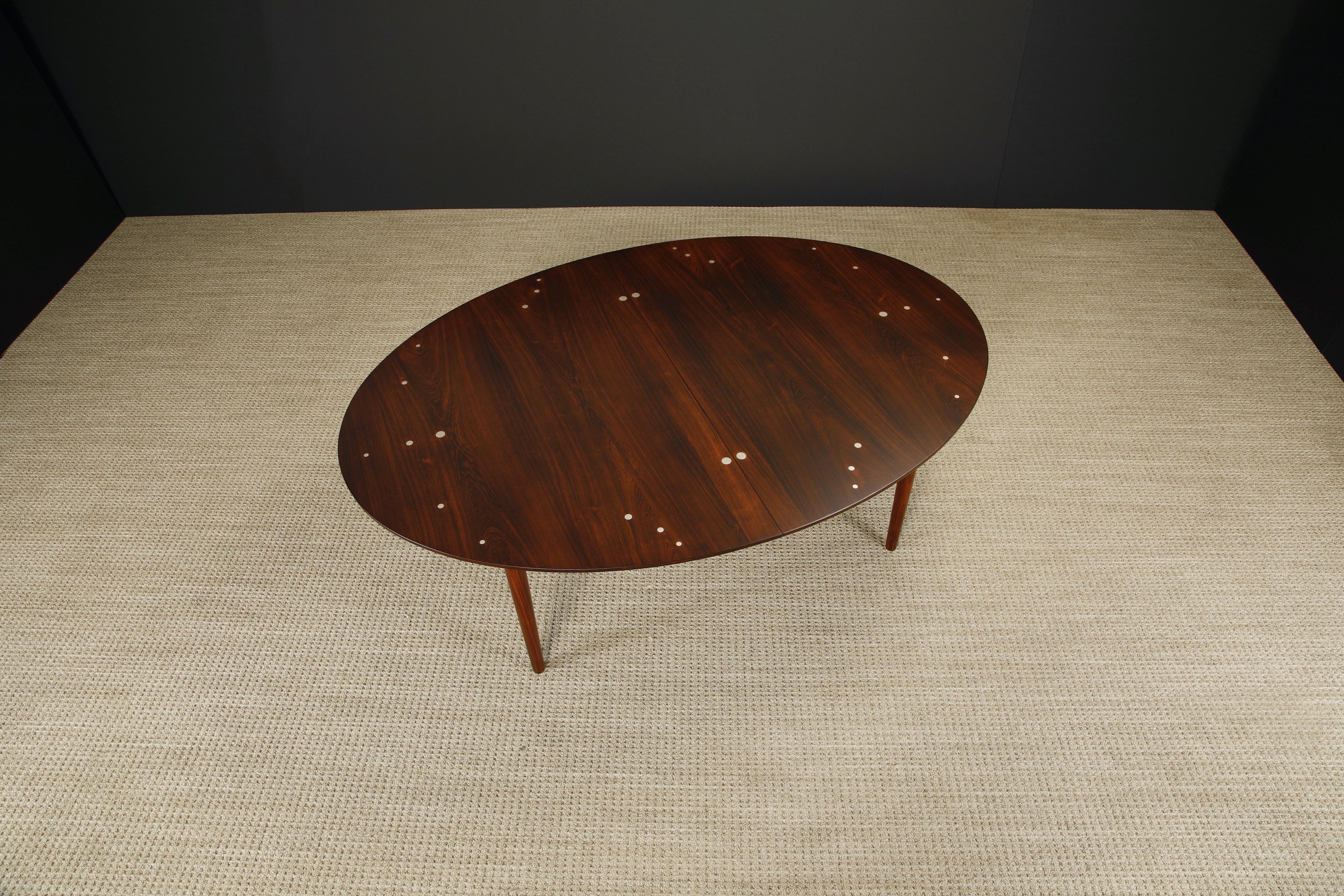 Finn Juhl 'Judas' Rosewood and Sterling Silver Dining Table, c 1950s, Signed For Sale 4