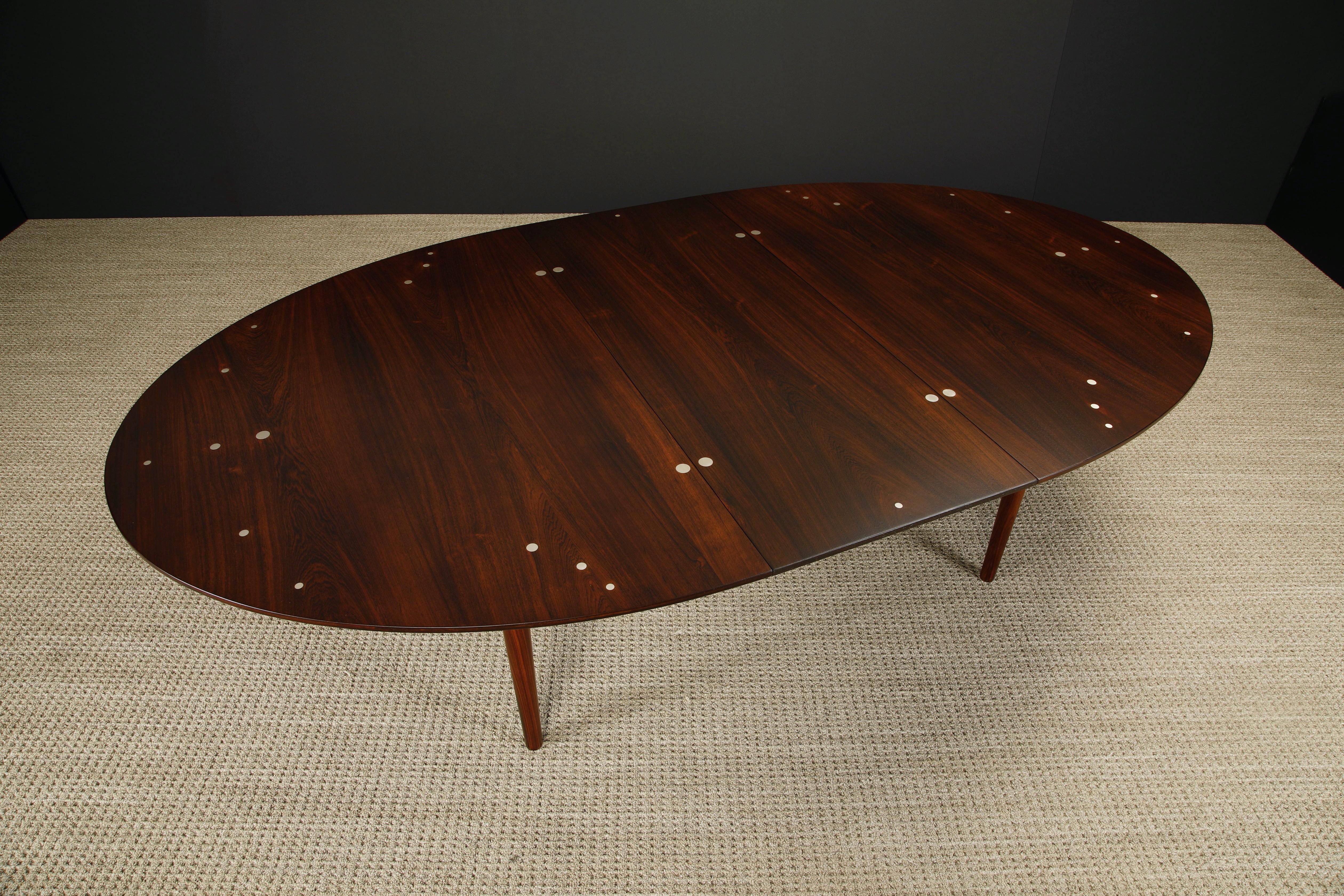 Finn Juhl 'Judas' Rosewood and Sterling Silver Dining Table, c 1950s, Signed For Sale 5