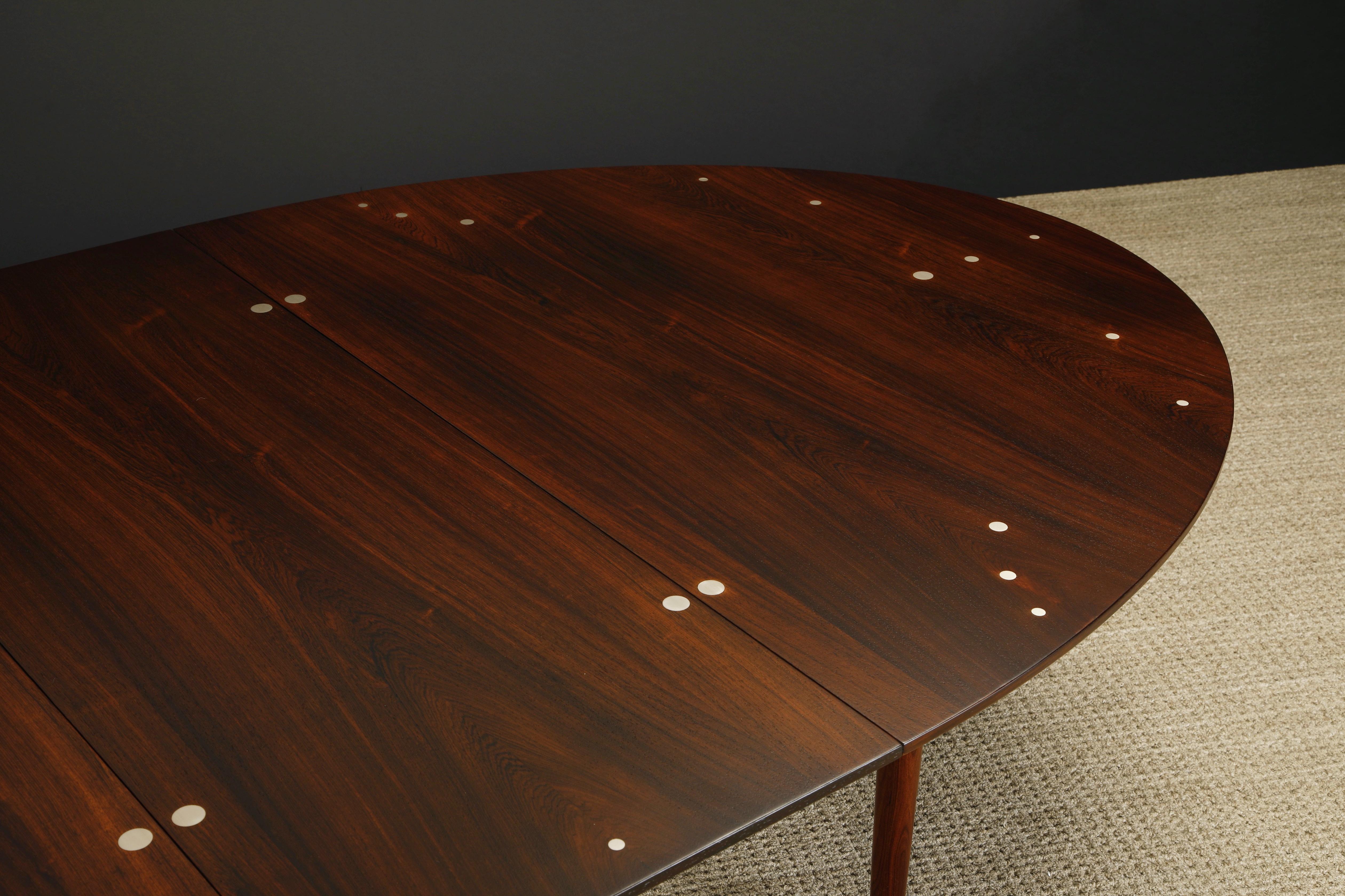 Finn Juhl 'Judas' Rosewood and Sterling Silver Dining Table, c 1950s, Signed For Sale 6