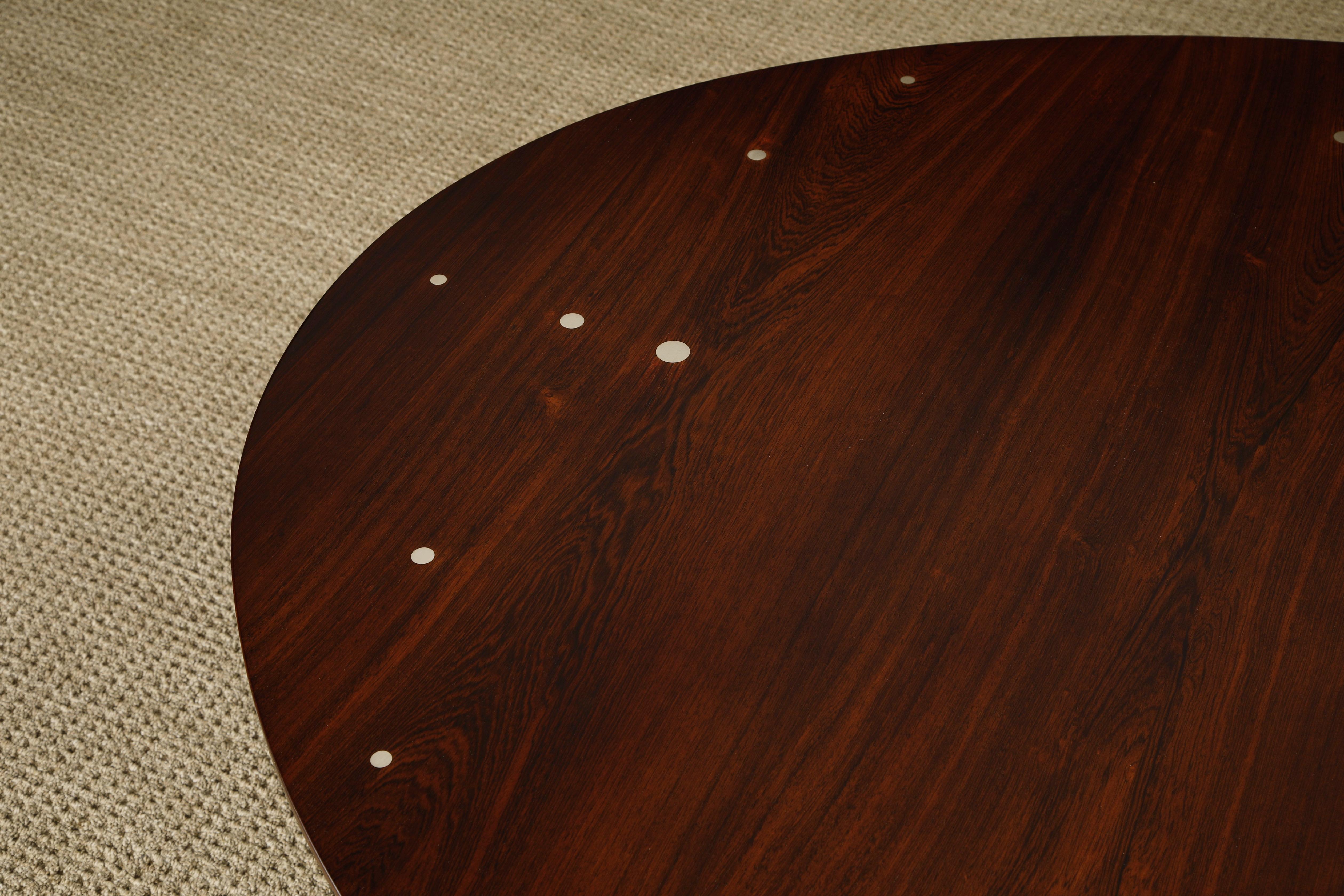 Finn Juhl 'Judas' Rosewood and Sterling Silver Dining Table, c 1950s, Signed For Sale 9