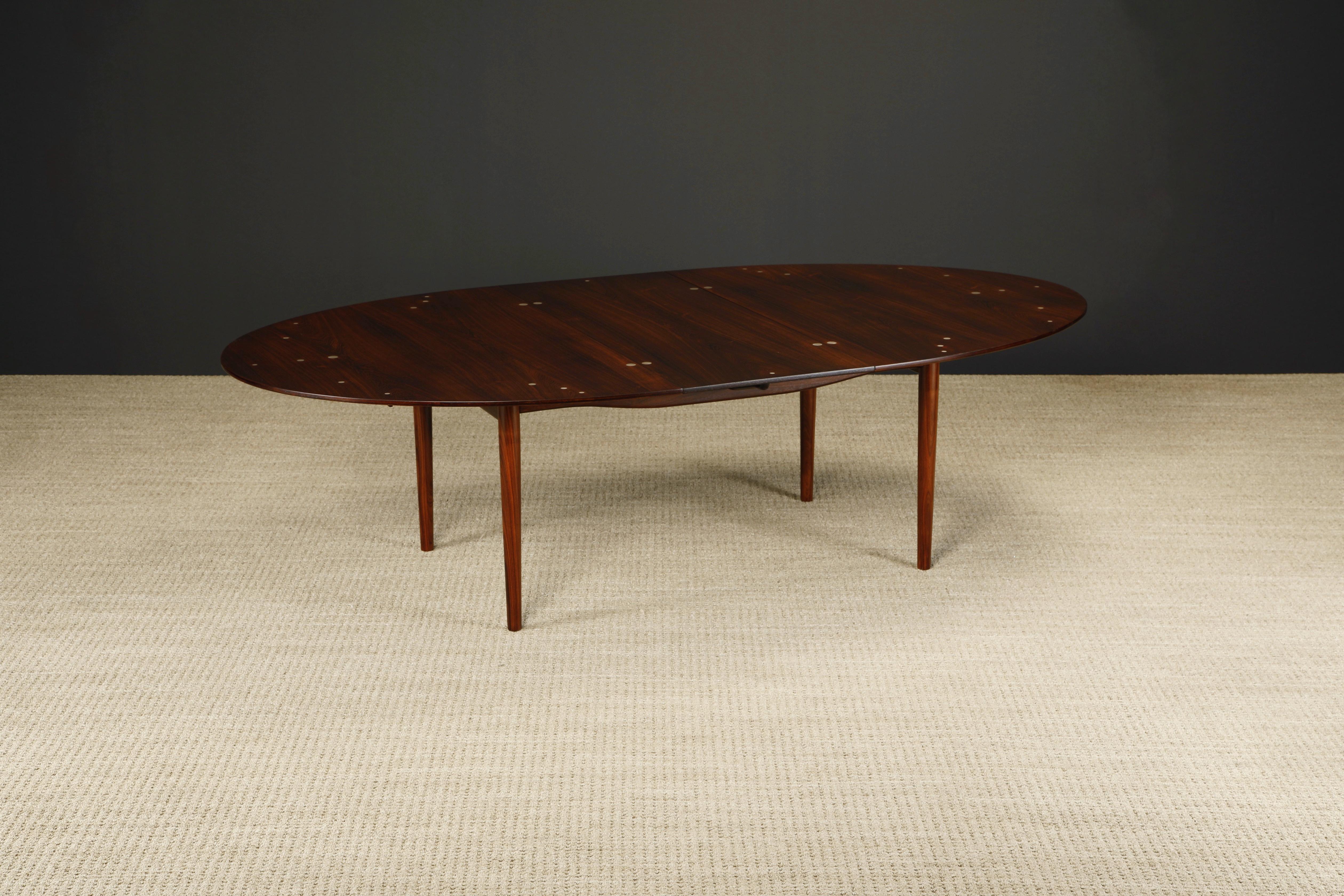 Finn Juhl 'Judas' Rosewood and Sterling Silver Dining Table, c 1950s, Signed For Sale 1