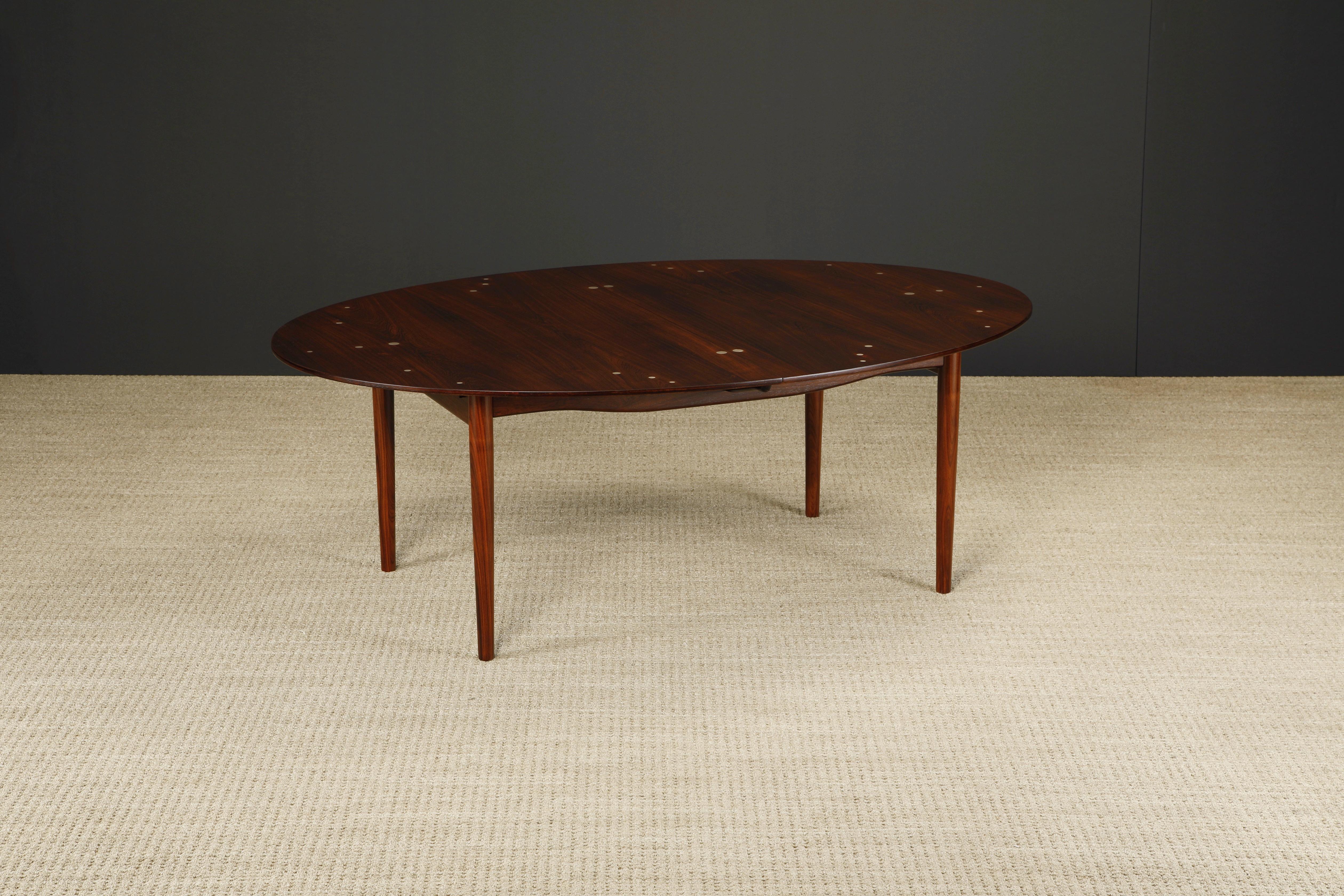 Finn Juhl 'Judas' Rosewood and Sterling Silver Dining Table, c 1950s, Signed For Sale 2