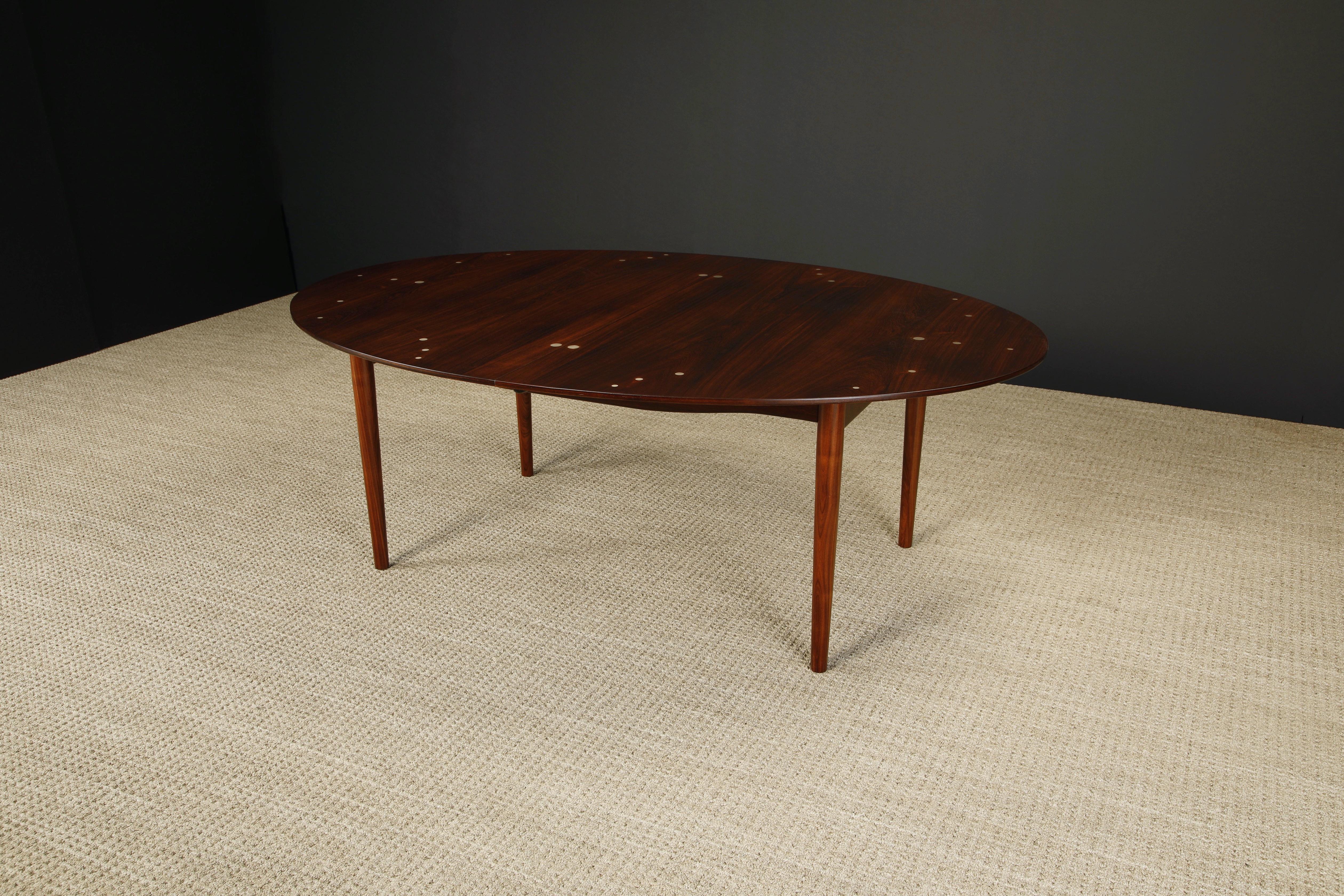 Finn Juhl 'Judas' Rosewood and Sterling Silver Dining Table, c 1950s, Signed For Sale 1
