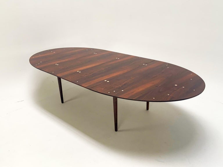 Finn Juhl "Judas" Table in Rosewood and Sterling Silver for Niels Vodder For Sale at 1stDibs