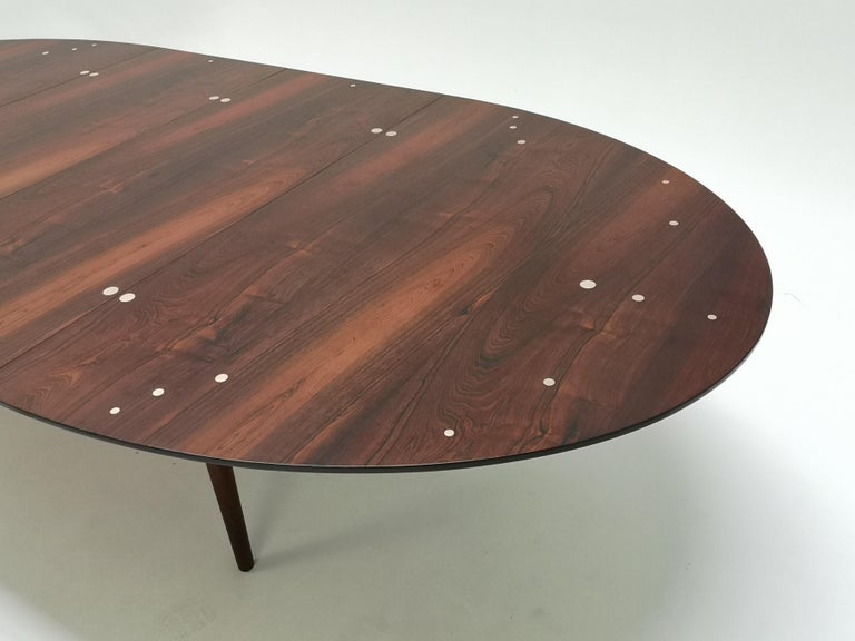 Finn Juhl "Judas" Table in Rosewood and Sterling Silver for Niels Vodder For Sale at 1stDibs