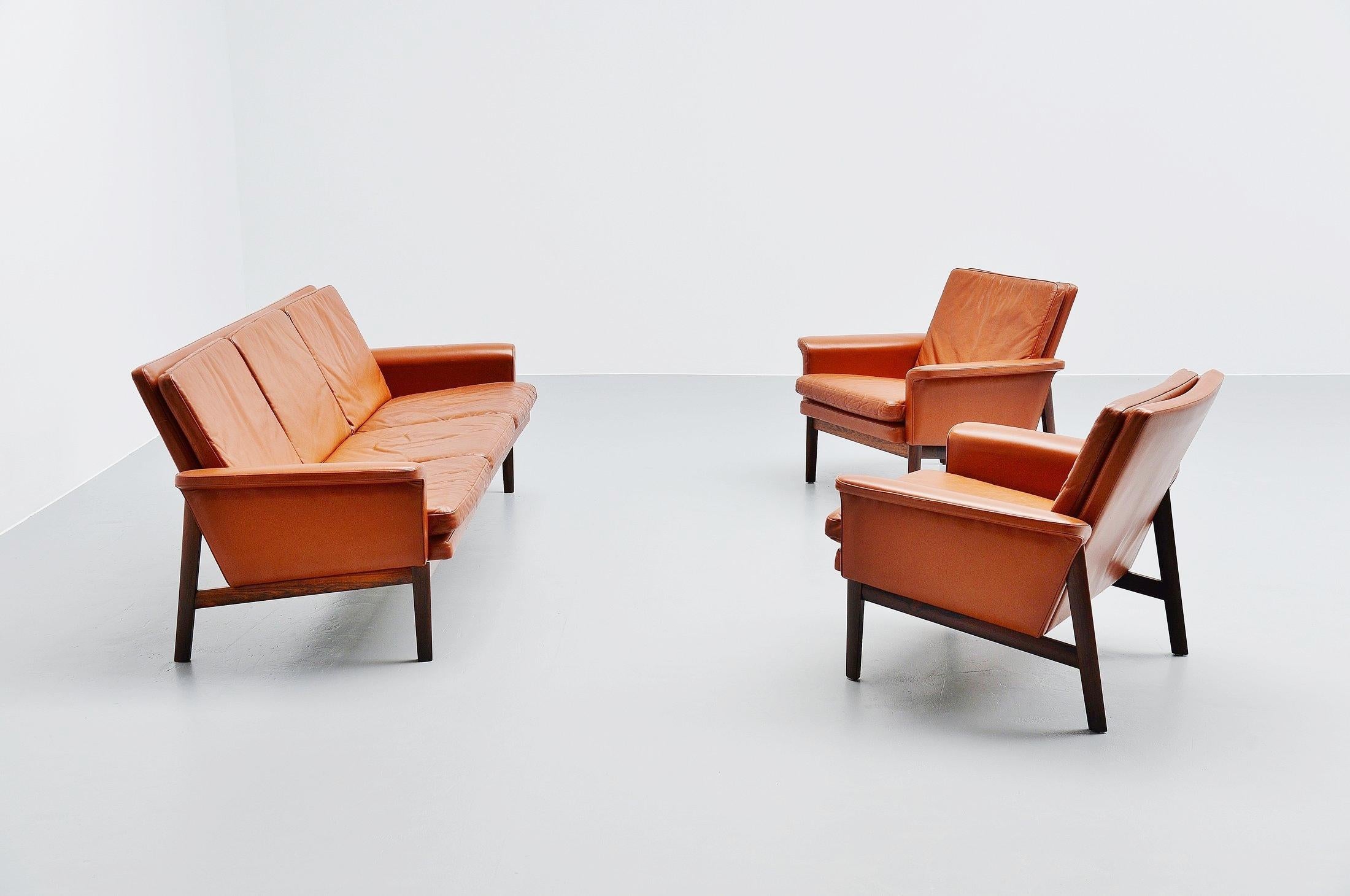 Mid-20th Century Finn Juhl Jupiter Lounge Chairs France and Son Denmark, 1965