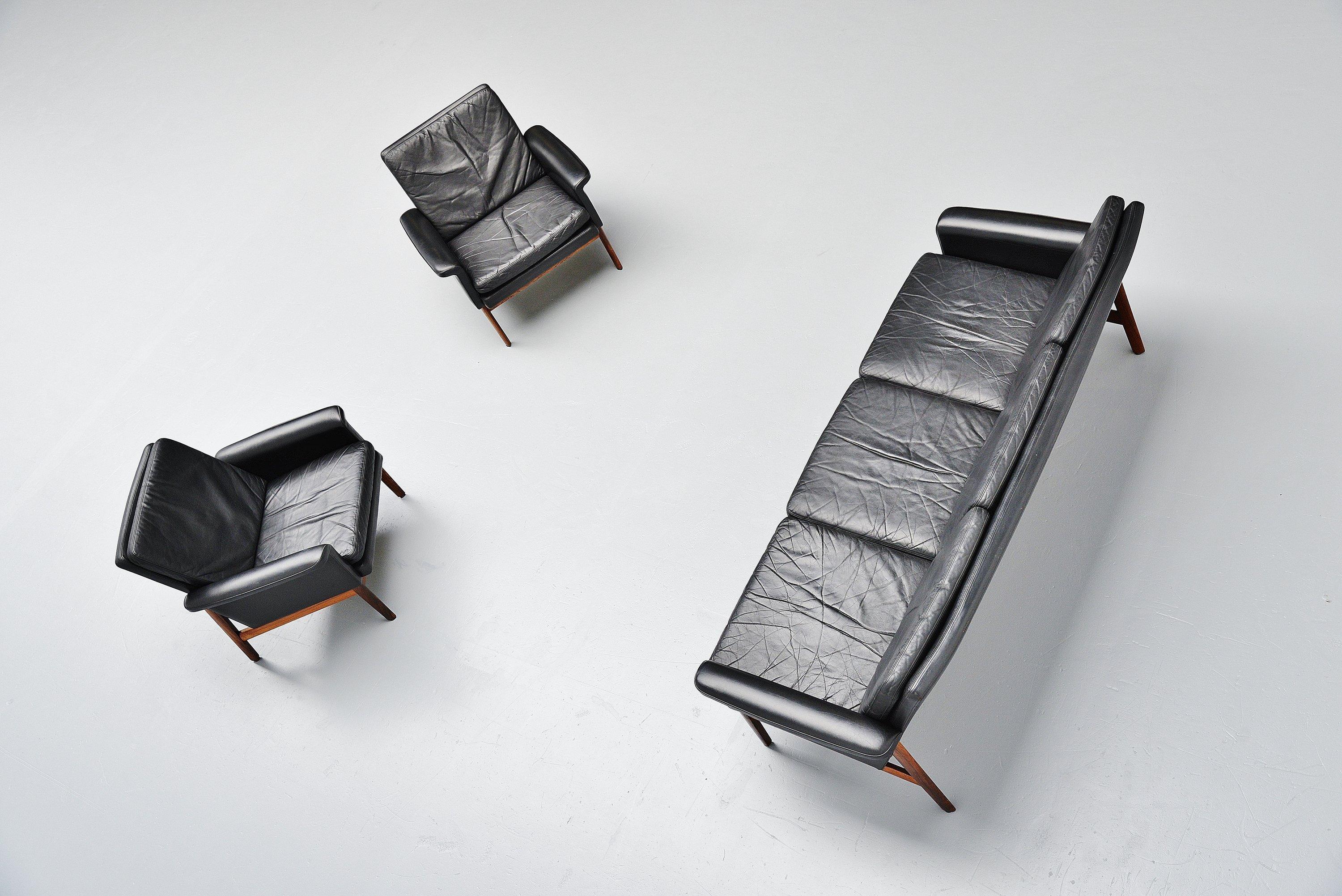 Finn Juhl Jupiter Lounge Chairs France & Son Denmark 1965 Black 1