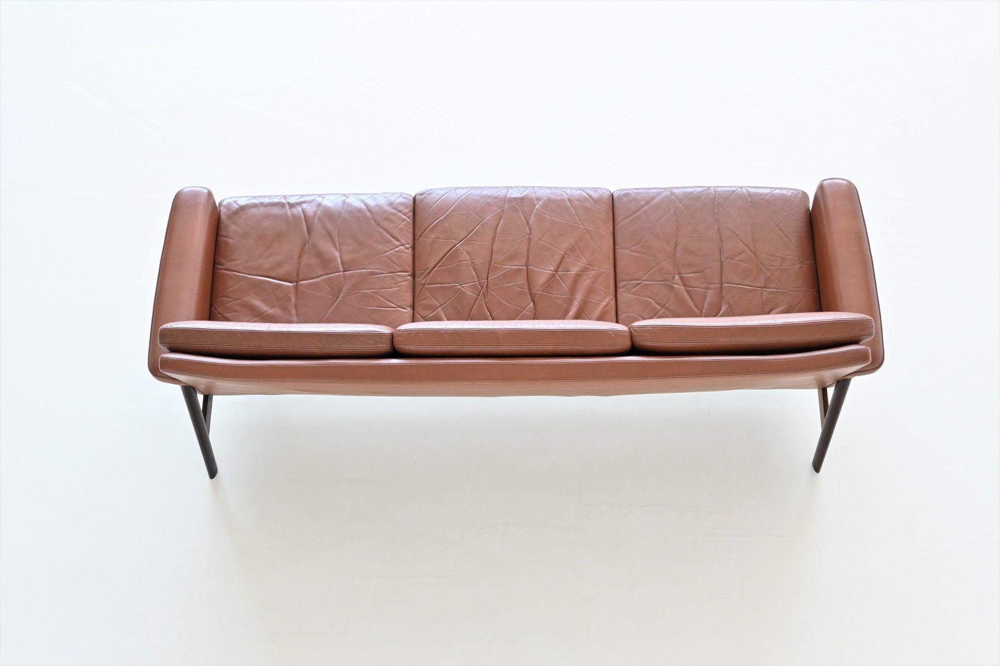 Finn Juhl Jupiter sofa brown leather France & Son Denmark 1965 For Sale 9