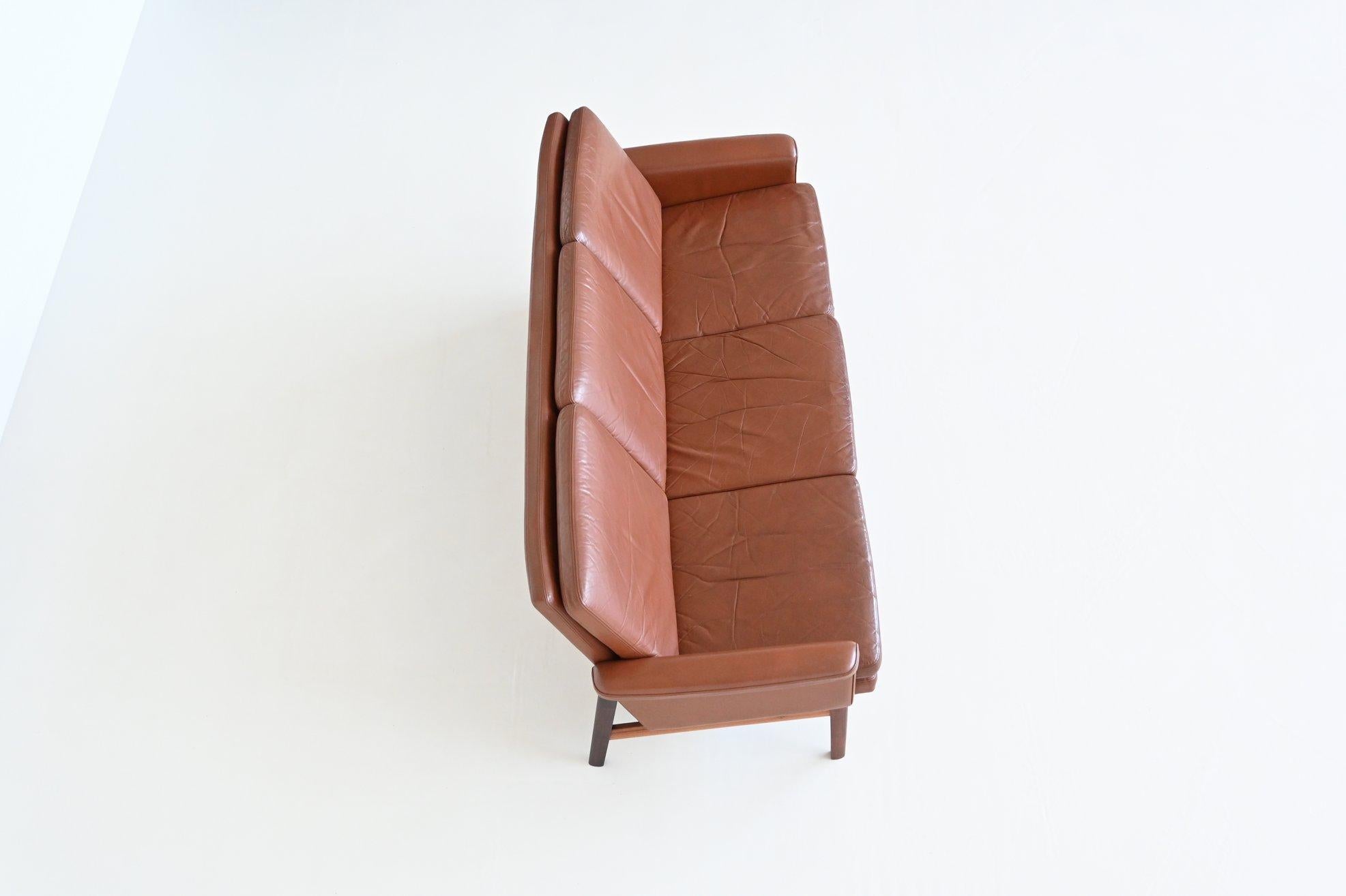 Finn Juhl Jupiter sofa brown leather France & Son Denmark 1965 For Sale 10