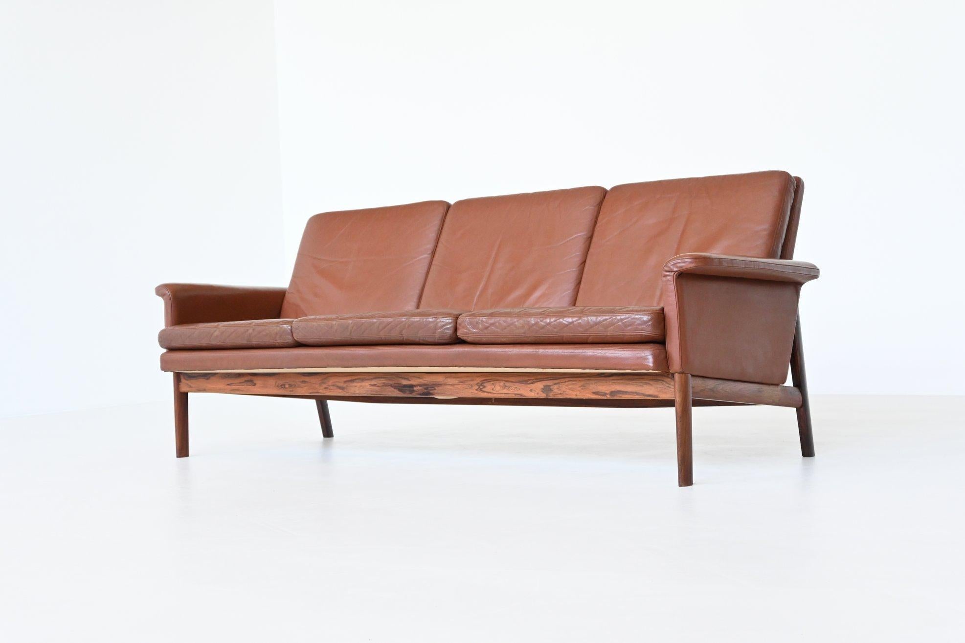 Finn Juhl Jupiter sofa brown leather France & Son Denmark 1965 For Sale 11