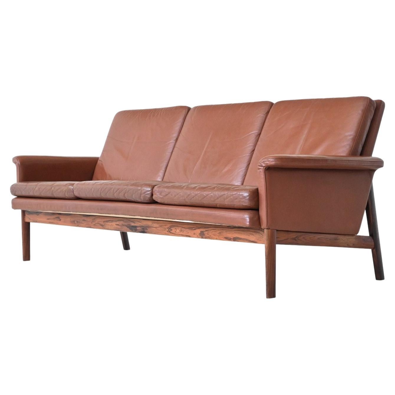 Finn Juhl Jupiter sofa brown leather France & Son Denmark 1965 For Sale