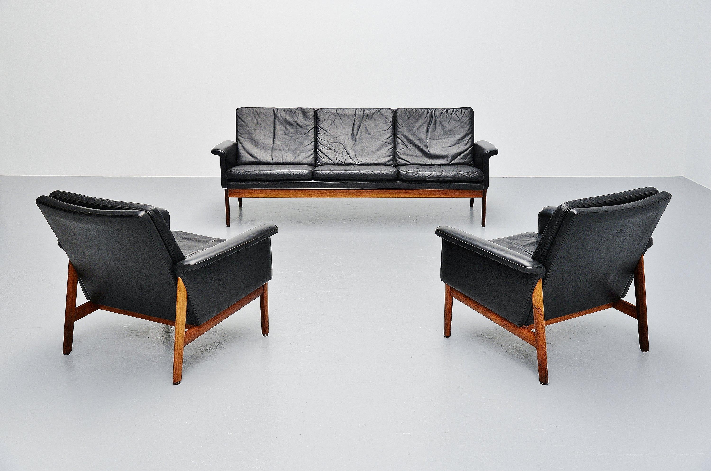 Mid-20th Century Finn Juhl Jupiter Sofa France and Son Denmark 1965 Black For Sale