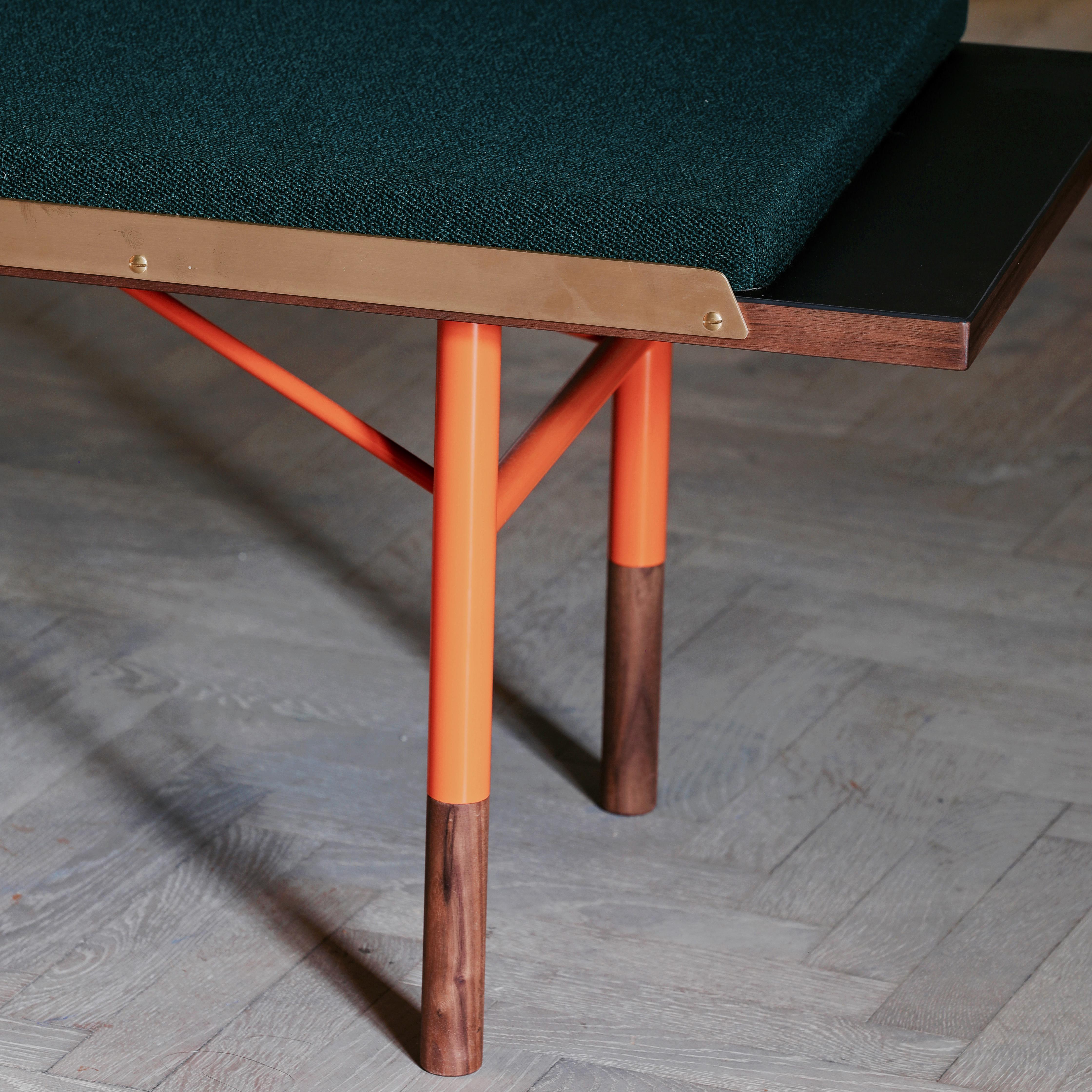 Finn Juhl Large Table Bench,  Wood and Brass 1