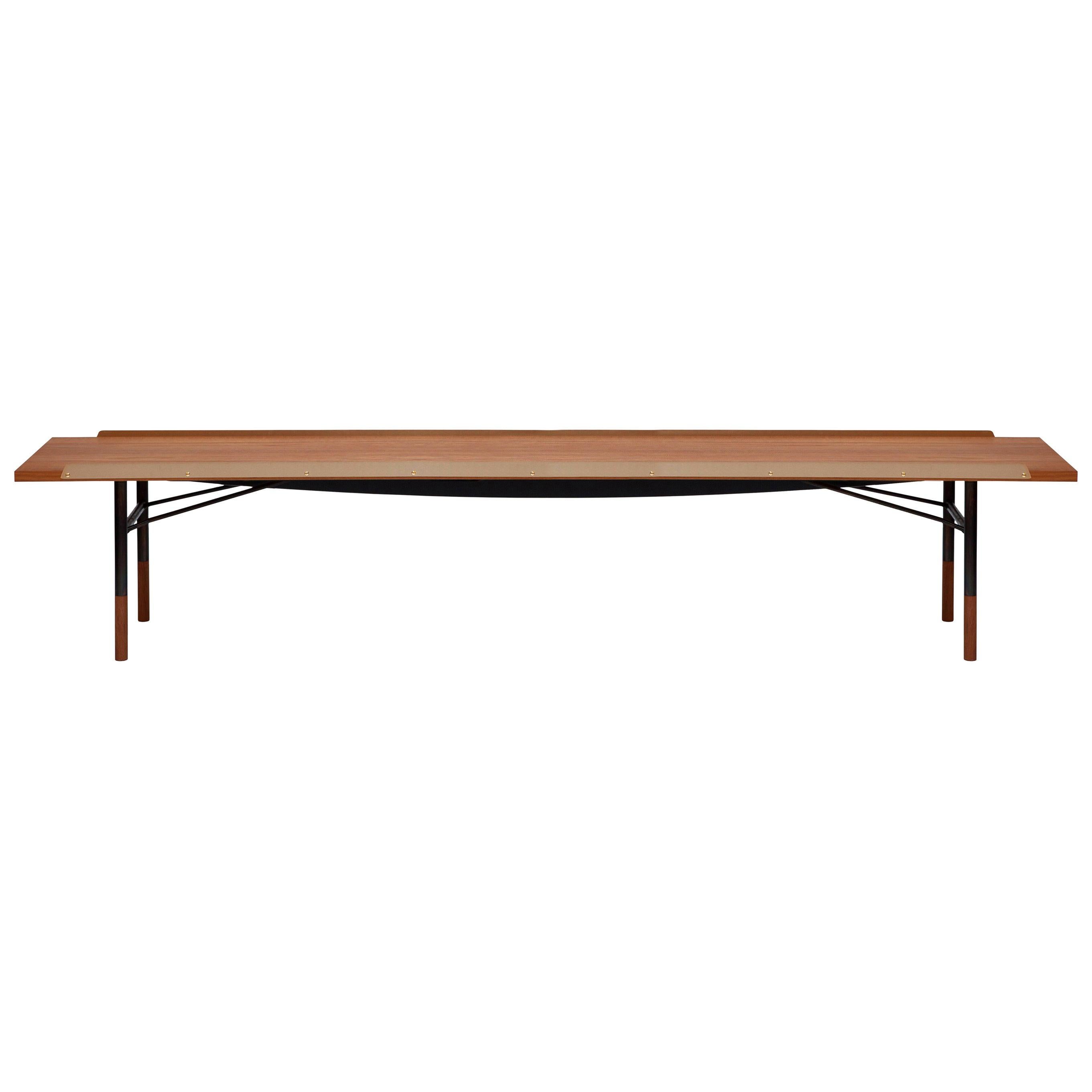 Finn Juhl Large Table Bench,  Wood and Brass