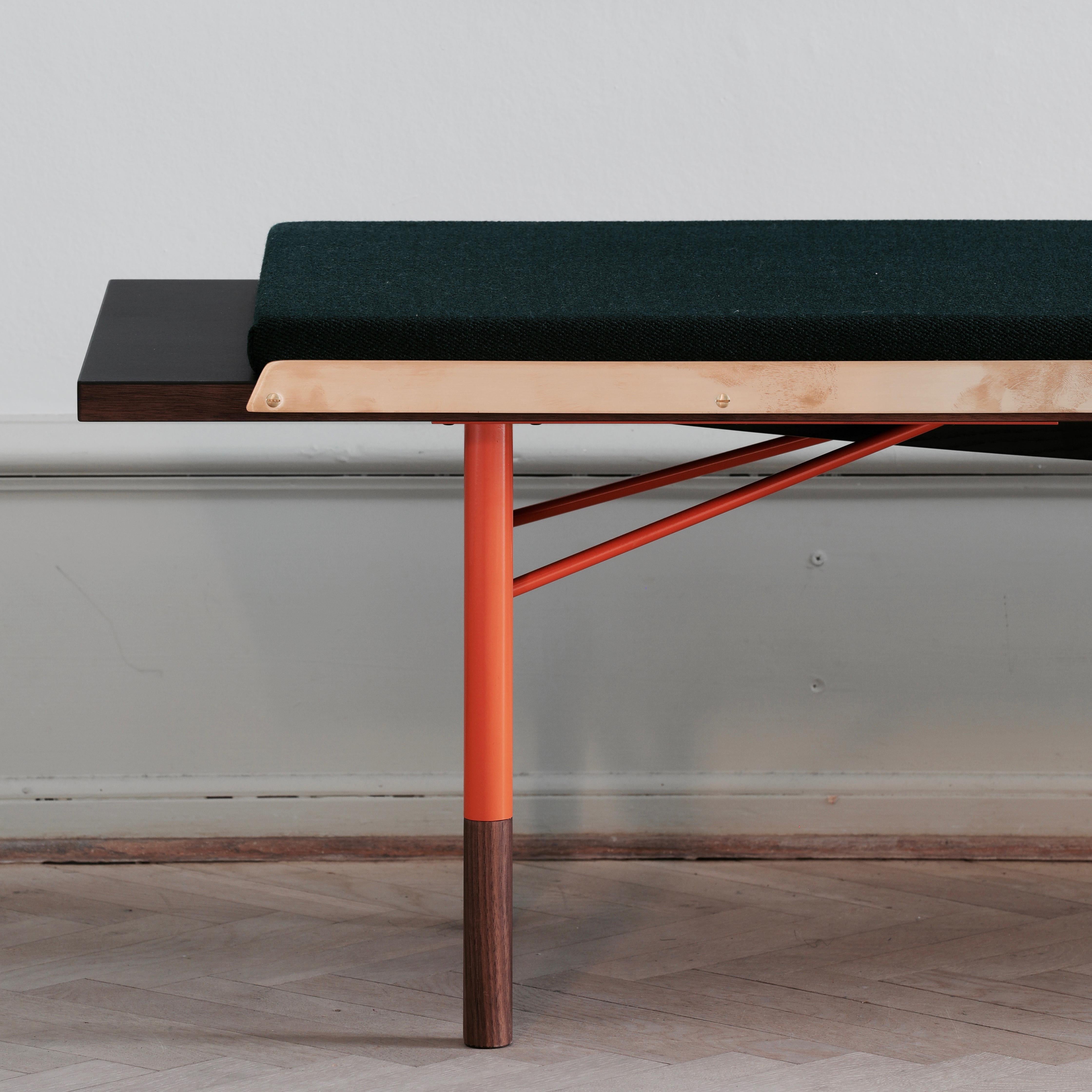Finn Juhl Large Table Bench, Wood and Brass 2