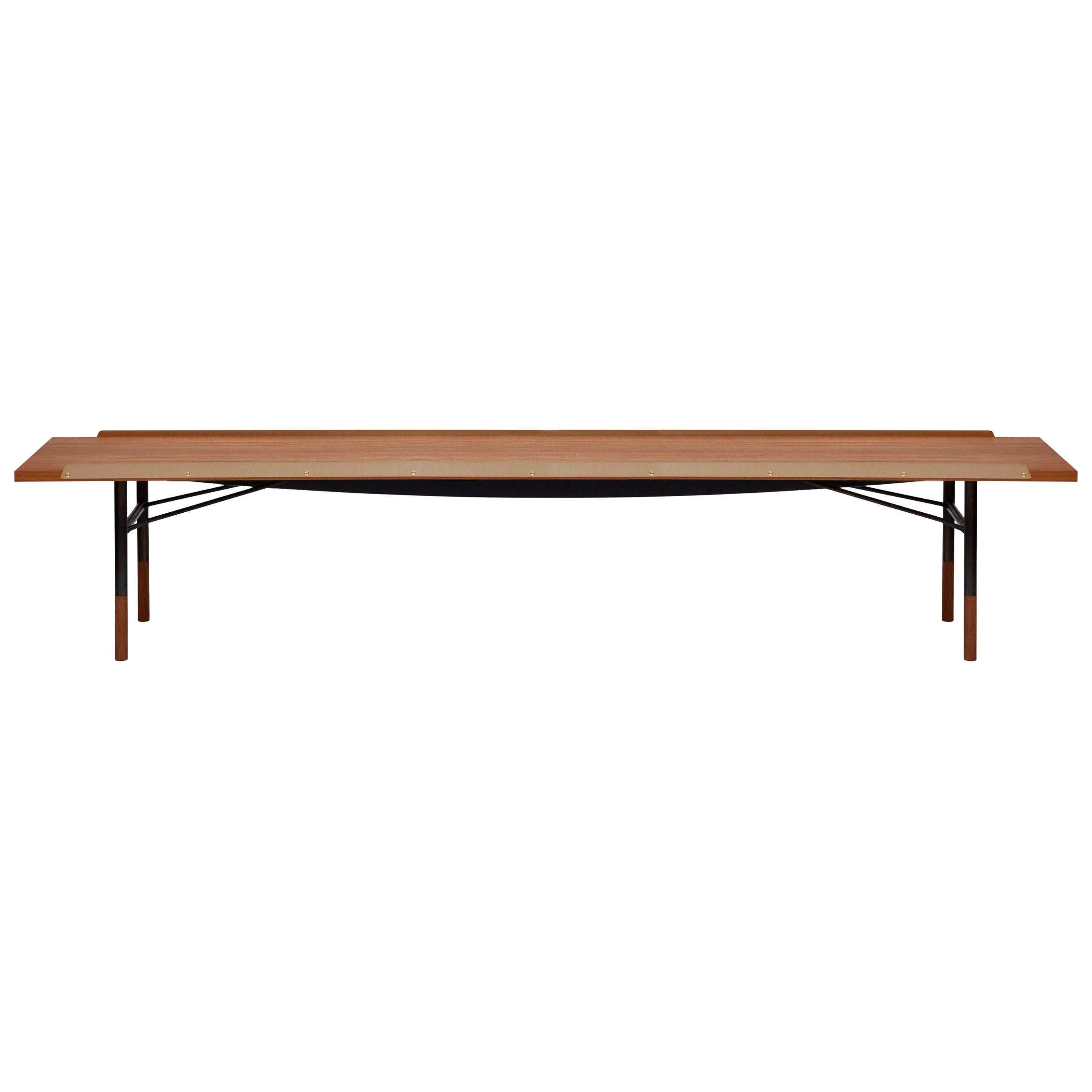 Finn Juhl Large Table Bench, Wood and Brass