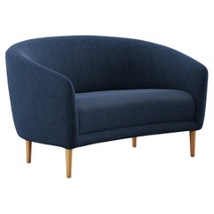 Finn Juhl Little Mother Two-Seat Sofa, Wood and Fabric