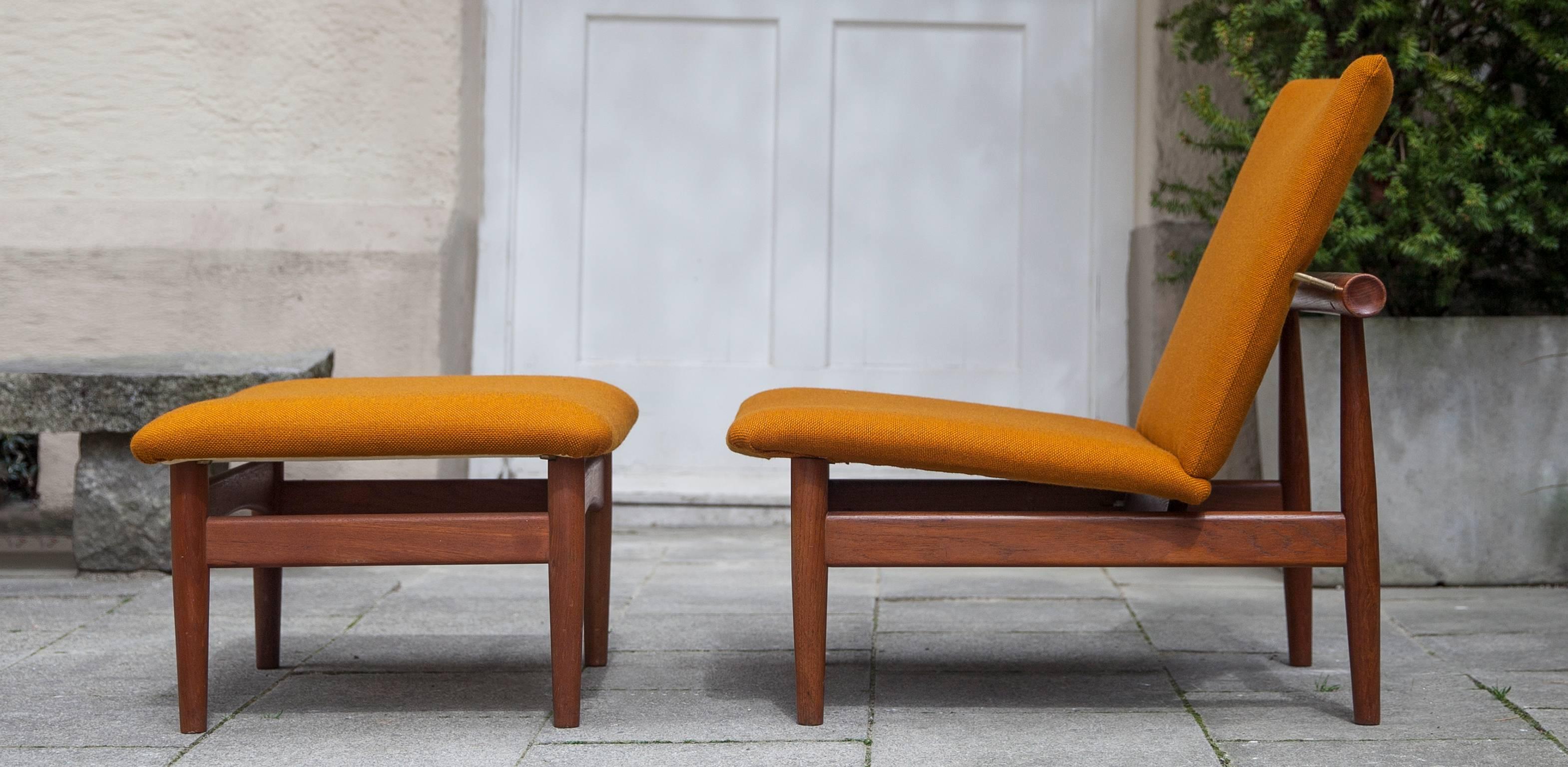 Scandinavian Modern Finn Juhl Lounge Chair Plus Ottoman Japan Series, 1953