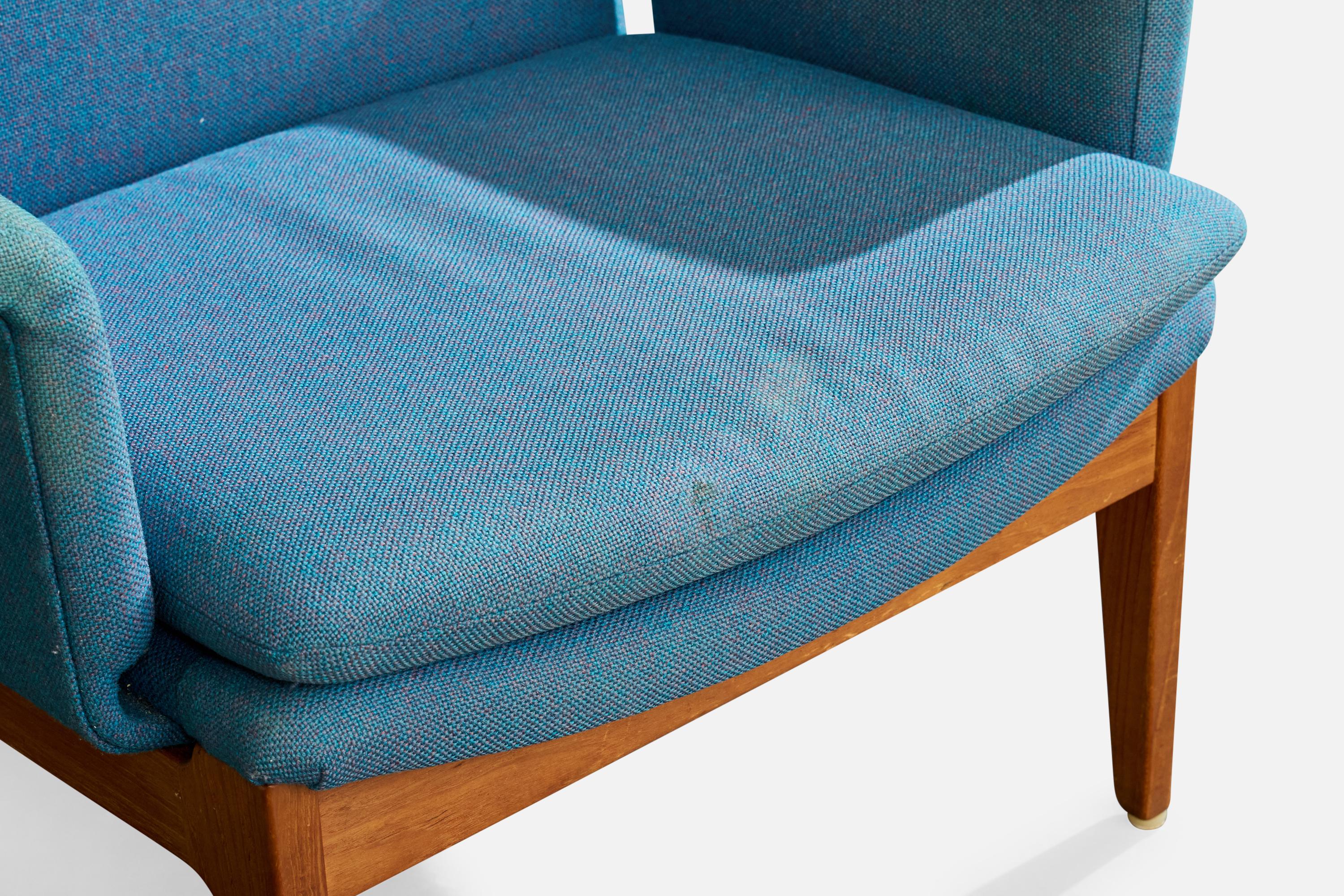 Finn Juhl, Loungesessel, Stoff, Teakholz, Dänemark, 1950er Jahre im Angebot 5