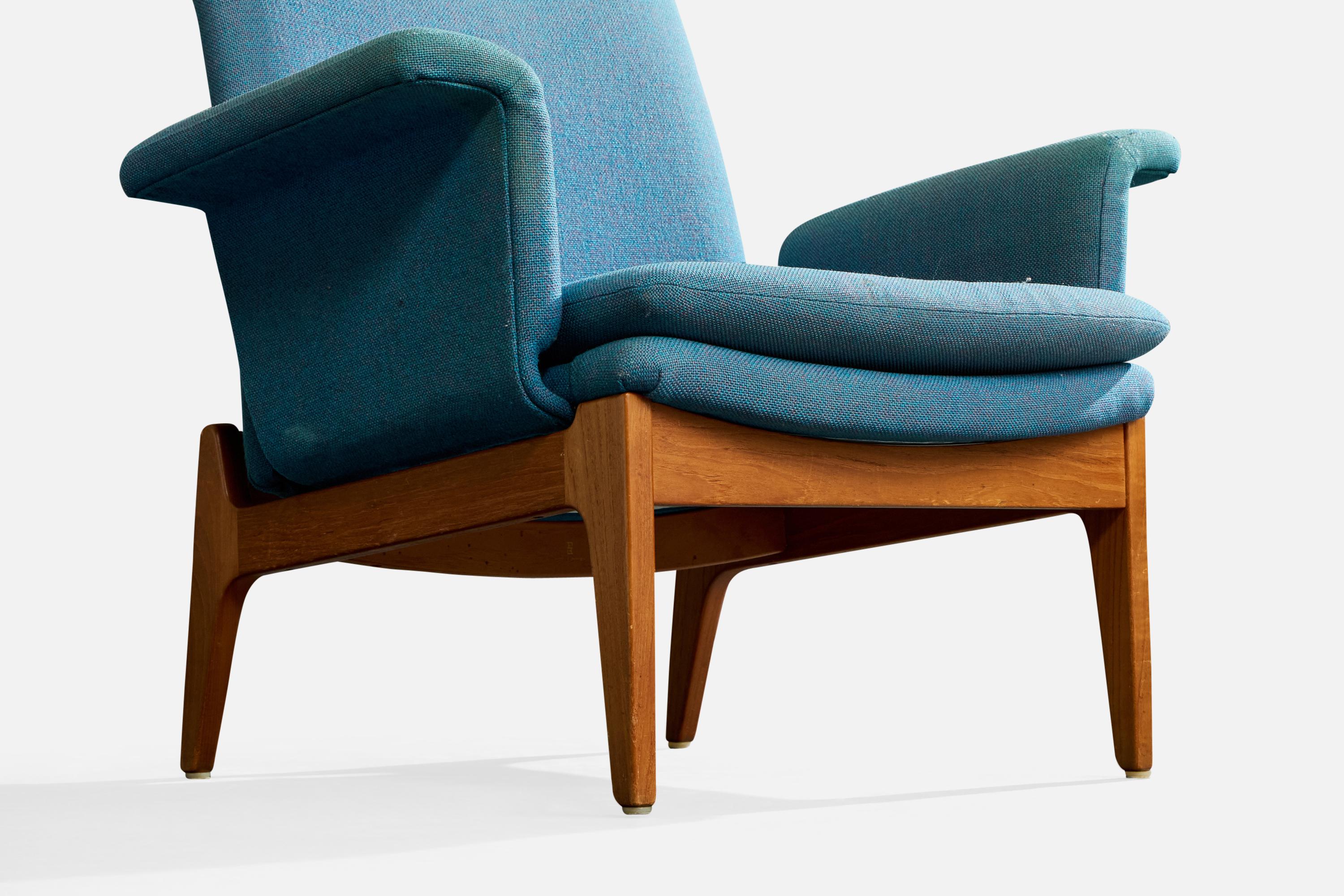 Finn Juhl, Loungesessel, Stoff, Teakholz, Dänemark, 1950er Jahre im Angebot 6