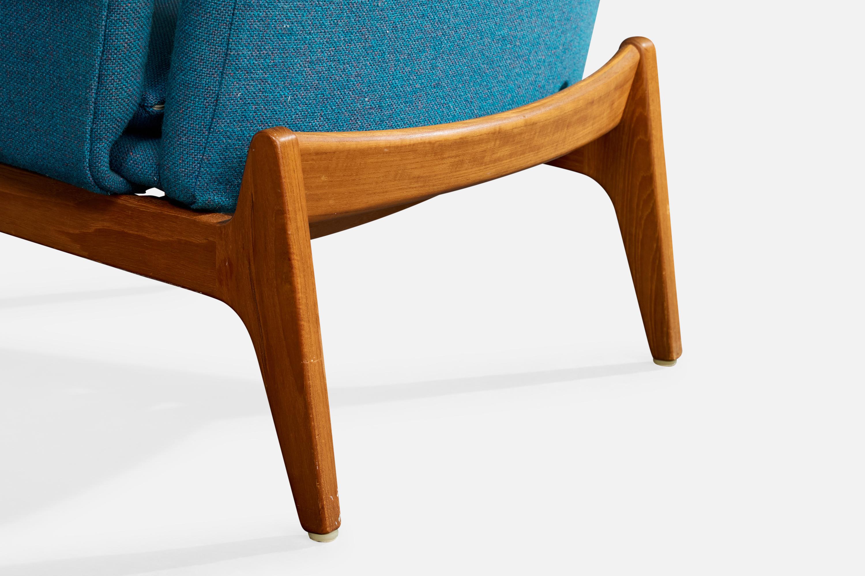 Finn Juhl, Loungesessel, Stoff, Teakholz, Dänemark, 1950er Jahre im Angebot 7