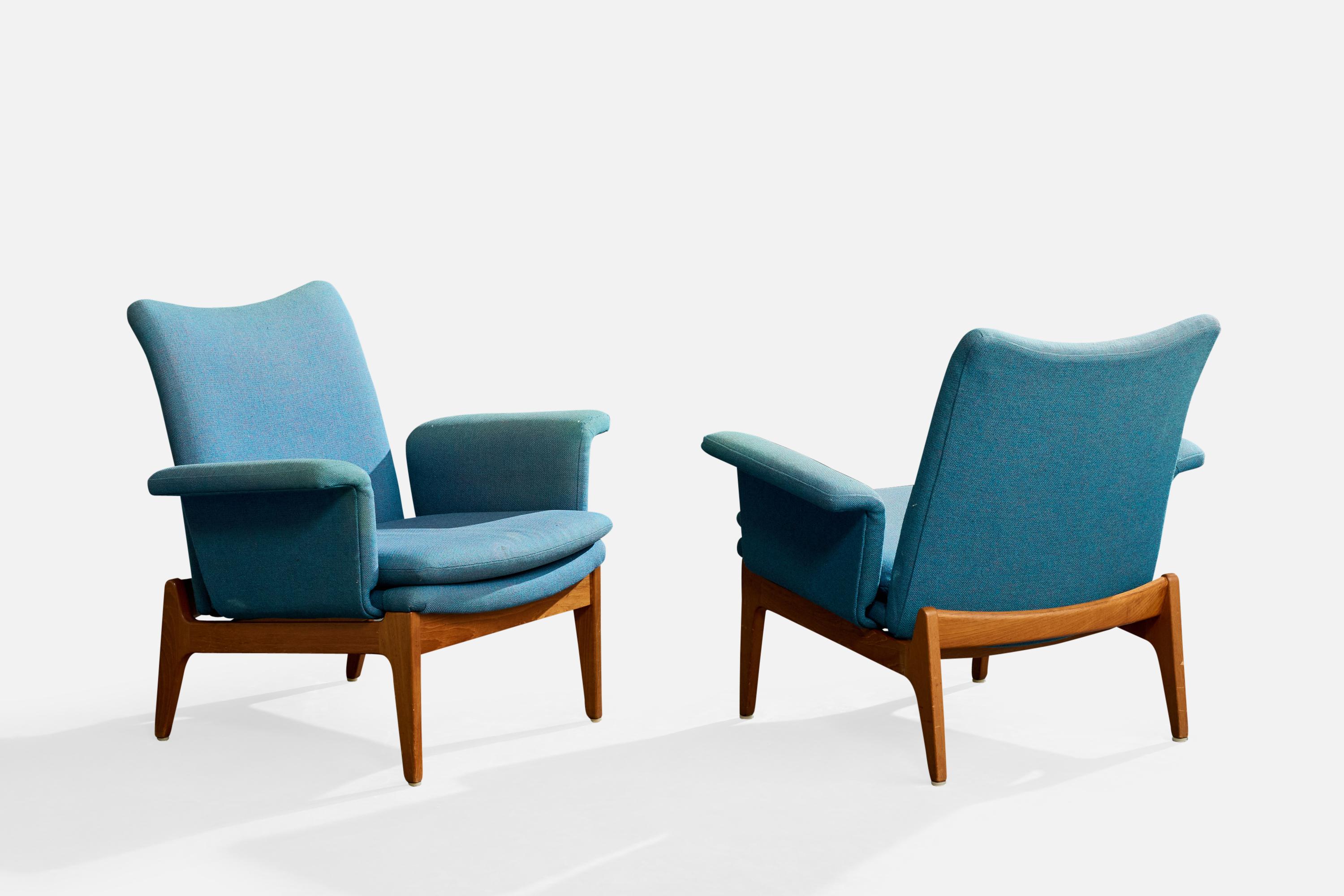 Finn Juhl, Loungesessel, Stoff, Teakholz, Dänemark, 1950er Jahre (Moderne der Mitte des Jahrhunderts) im Angebot