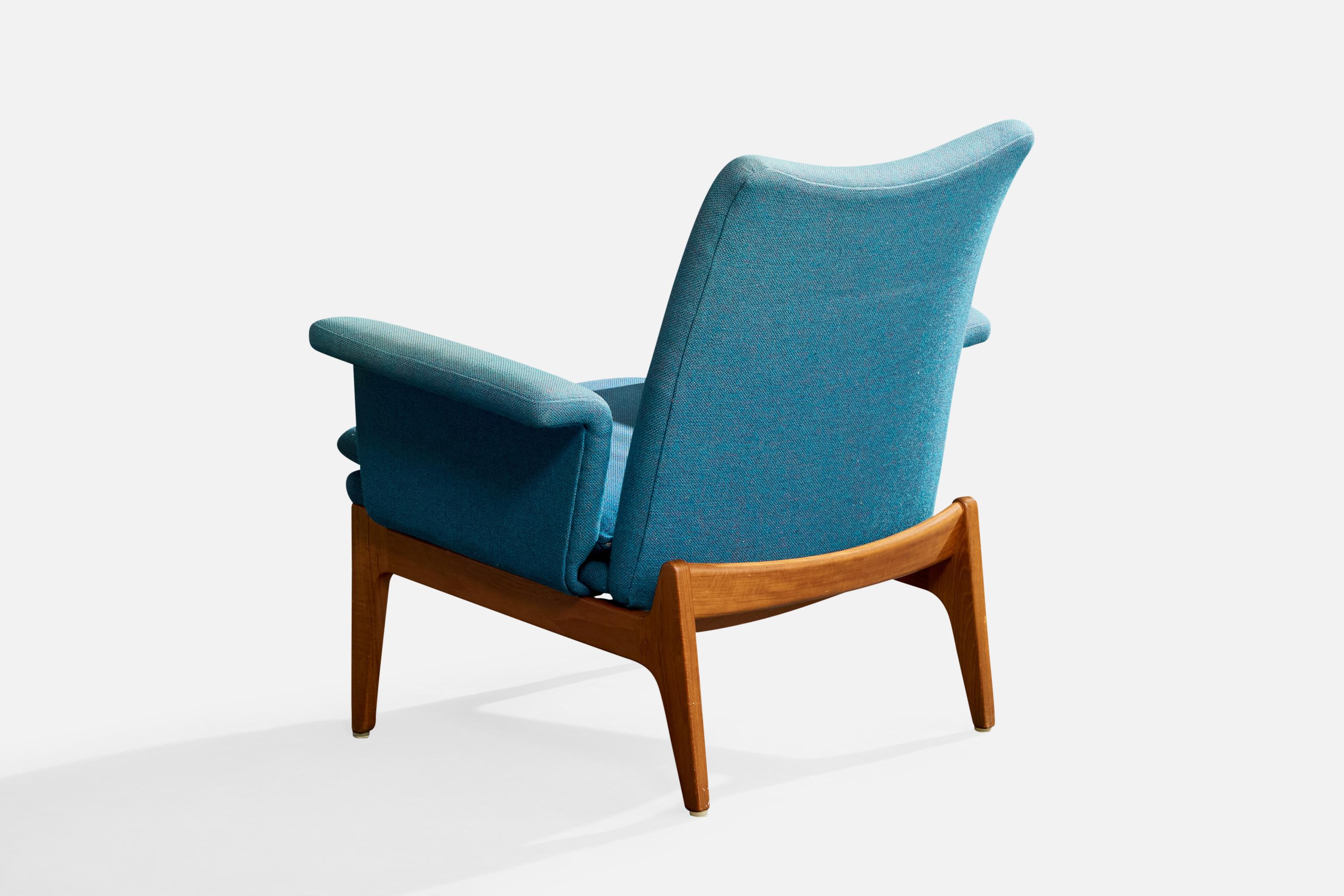 Finn Juhl, Loungesessel, Stoff, Teakholz, Dänemark, 1950er Jahre (Mitte des 20. Jahrhunderts) im Angebot