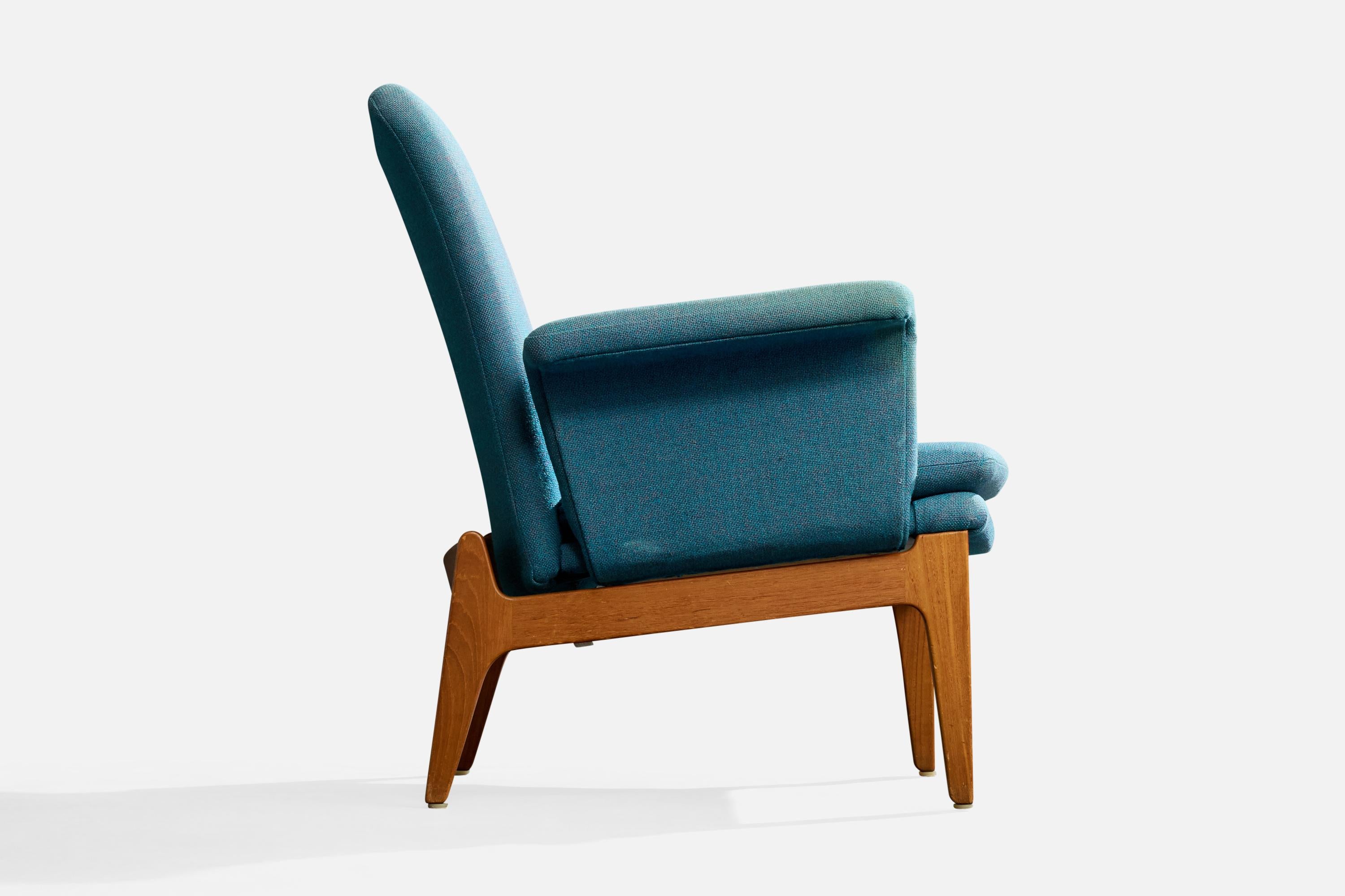 Finn Juhl, Loungesessel, Stoff, Teakholz, Dänemark, 1950er Jahre im Angebot 1