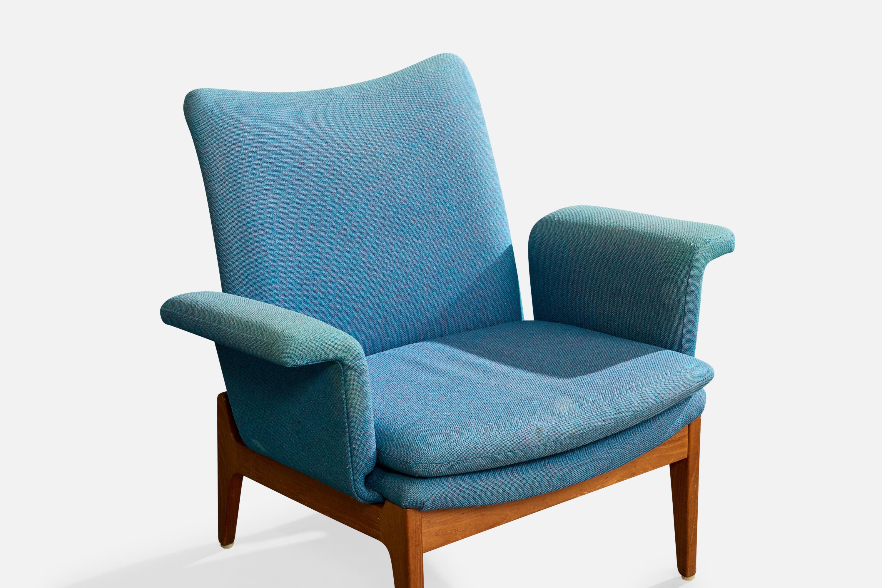 Finn Juhl, Loungesessel, Stoff, Teakholz, Dänemark, 1950er Jahre im Angebot 2