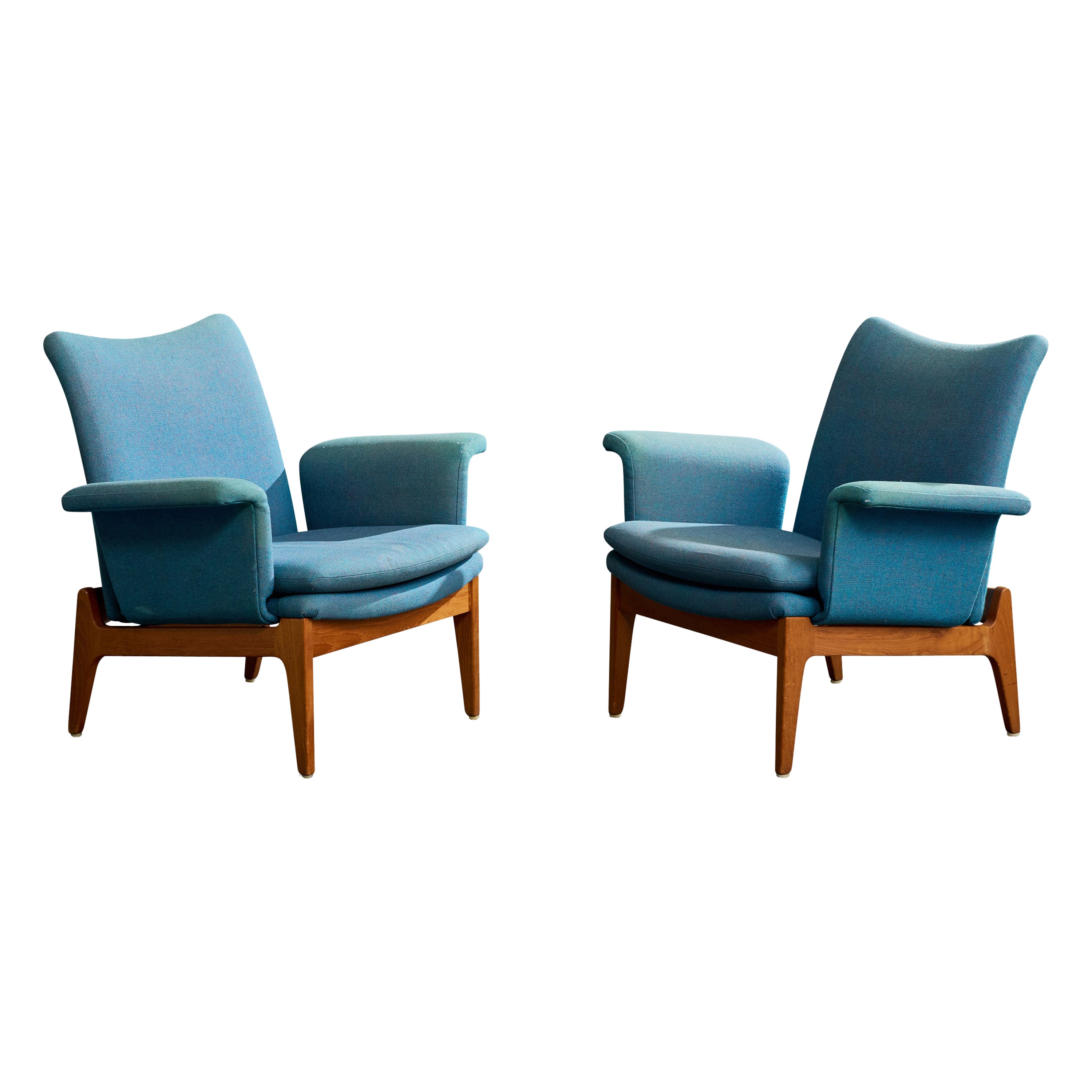 Finn Juhl, Lounge Chairs, Fabric, Teak, Denmark, 1950s