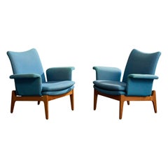 Finn Juhl, Lounge Chairs, Fabric, Teak, Denmark, 1950s