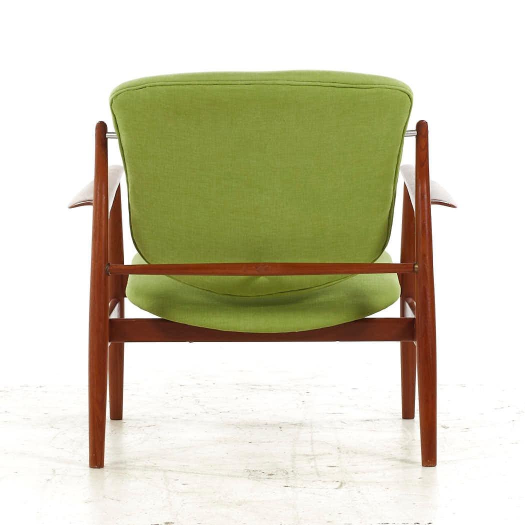 Upholstery Finn Juhl Mid Century FJ-136 Danish Teak Lounge Chairs - Pair For Sale