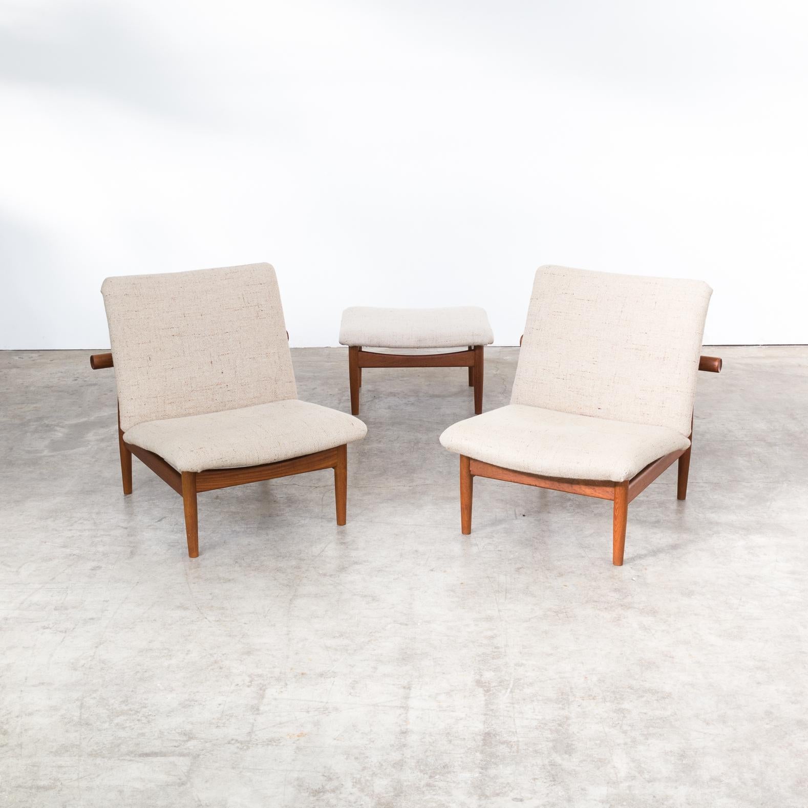 Finn Juhl ‘Model 137’ Japan Fauteuil and Ottoman for France & Son Set of 3 4