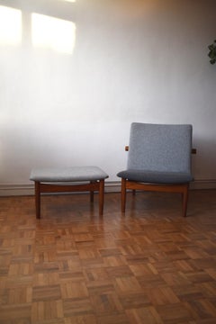 Finn Juhl Model 137 Teak Japan Chair and Foot Stool for France & Son