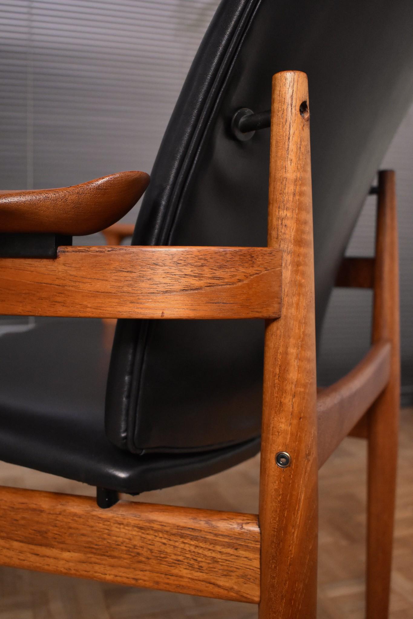 Finn Juhl Model 192 Teak and Leather Armchair For France & Son, Denmark 3