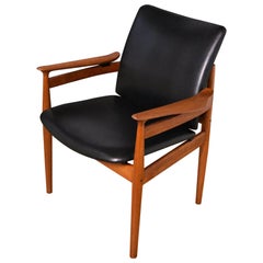 Finn Juhl Model 192 Teak and Leather Armchair For France & Son, Denmark