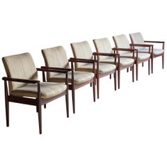 Finn Juhl Model 209 Diplomat Chairs in Rosewood Set of Six by Cado, 1965