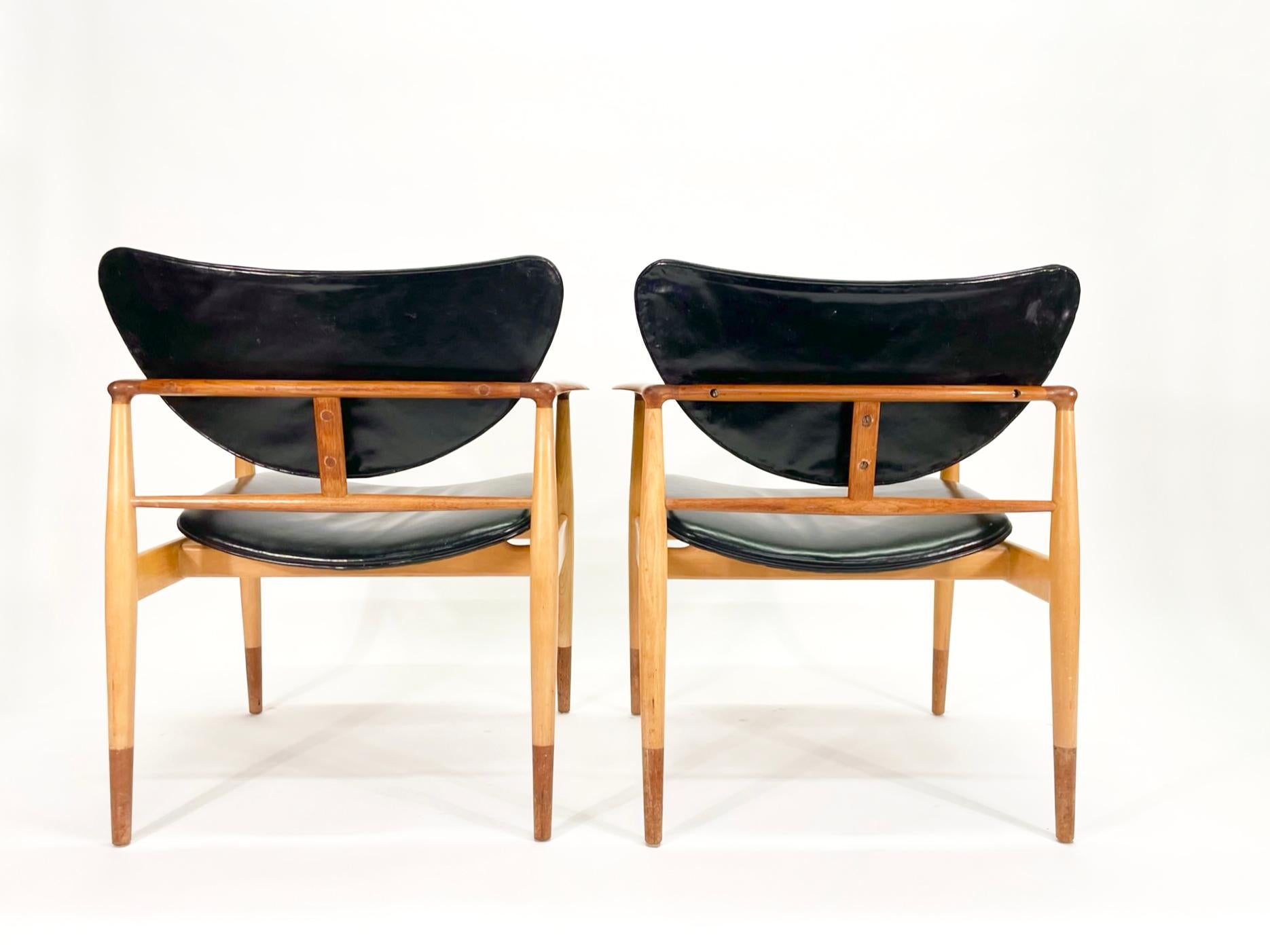 Mid-Century Modern Finn Juhl Model 48 Chair by Baker, in Teak and Maple (2 available) For Sale