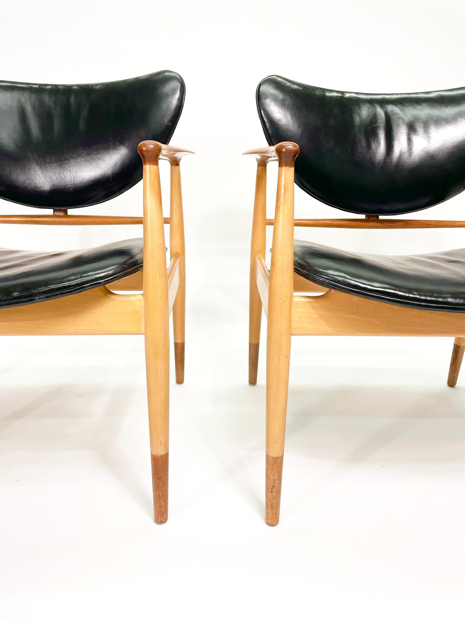 American Finn Juhl Model 48 Chair by Baker, in Teak and Maple (2 available) For Sale