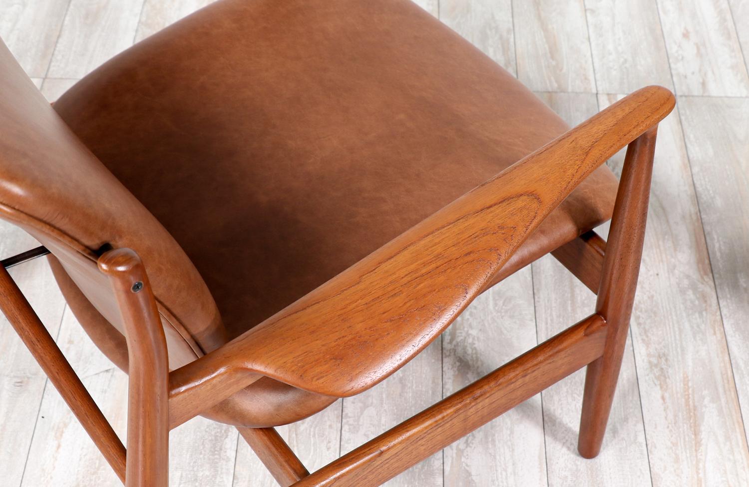 Finn Juhl Model FD-136 Teak & Leather Lounge Chairs for France & Daverkosen 1